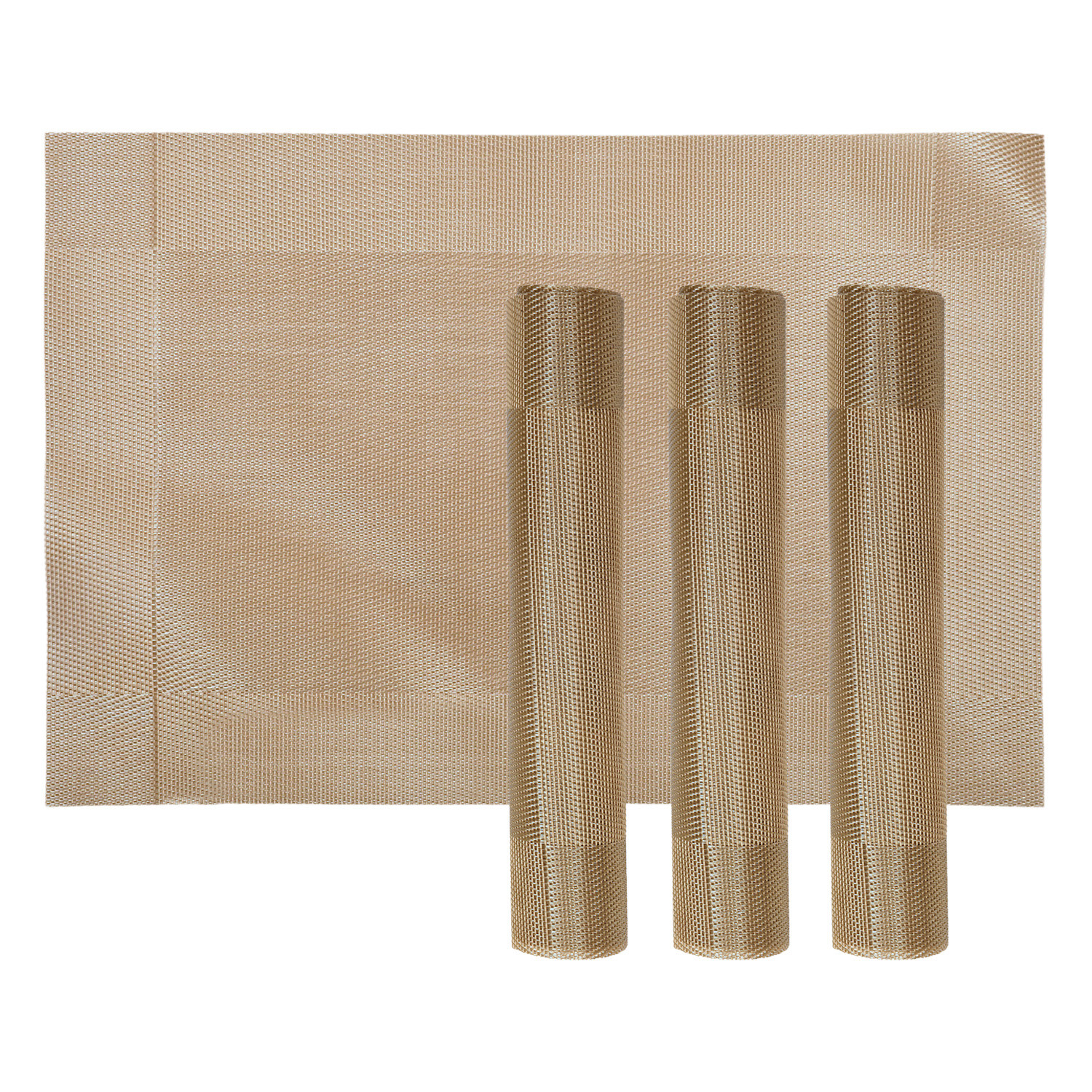 Kuber Industries Reversible Non-Slip Wipe Clean Heat Resistant PVC Placemats for Dining Table,(Copper)