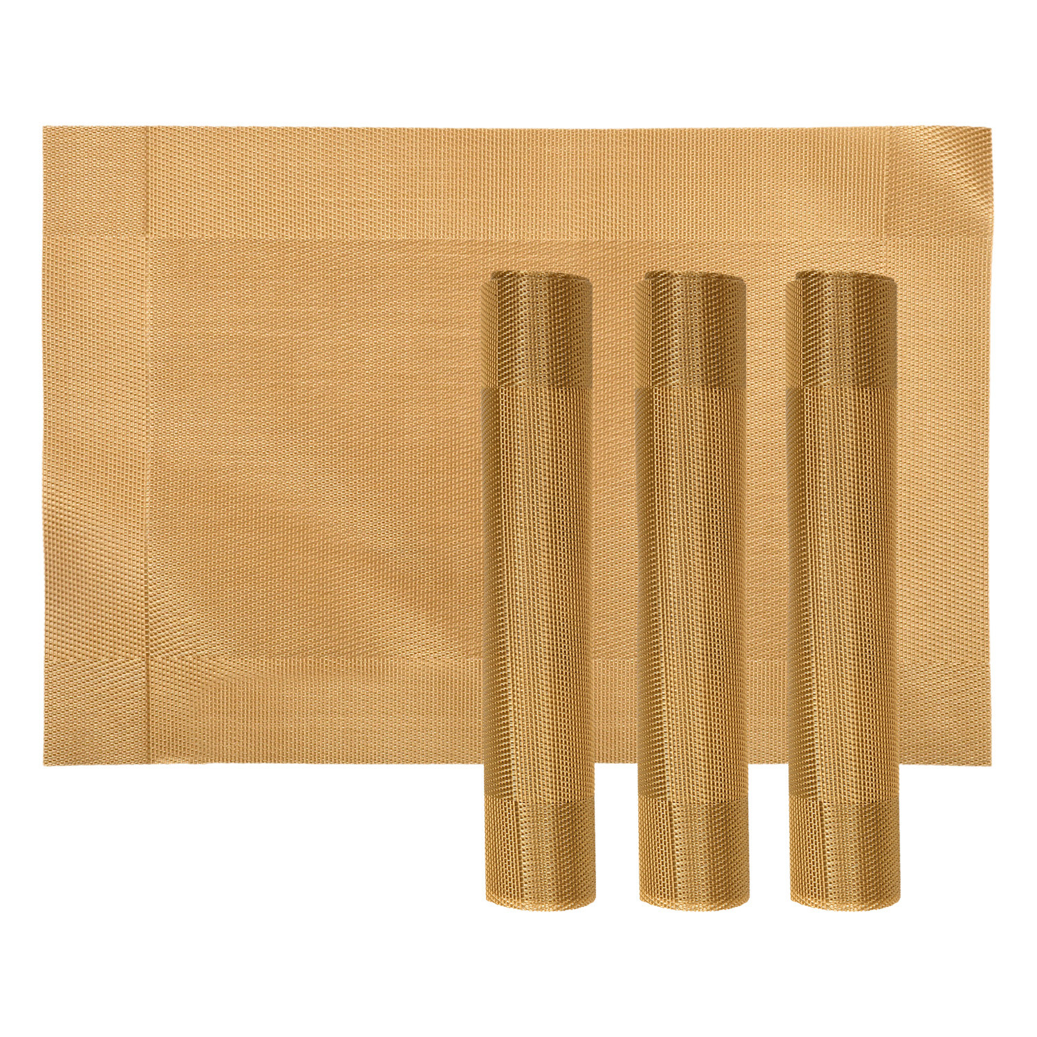 Kuber Industries Reversible Non-Slip Wipe Clean Heat Resistant PVC Placemats for Dining Table,(Gold)