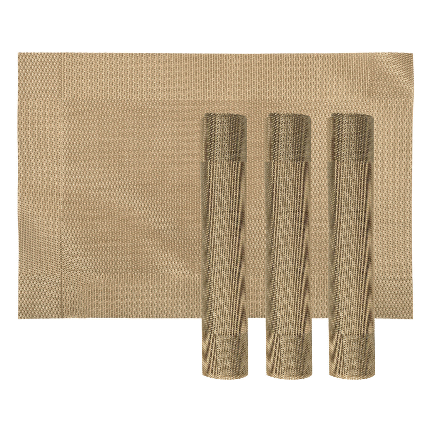 Kuber Industries Reversible Non-Slip Wipe Clean Heat Resistant PVC Placemats for Dining Table,(Light Brown)