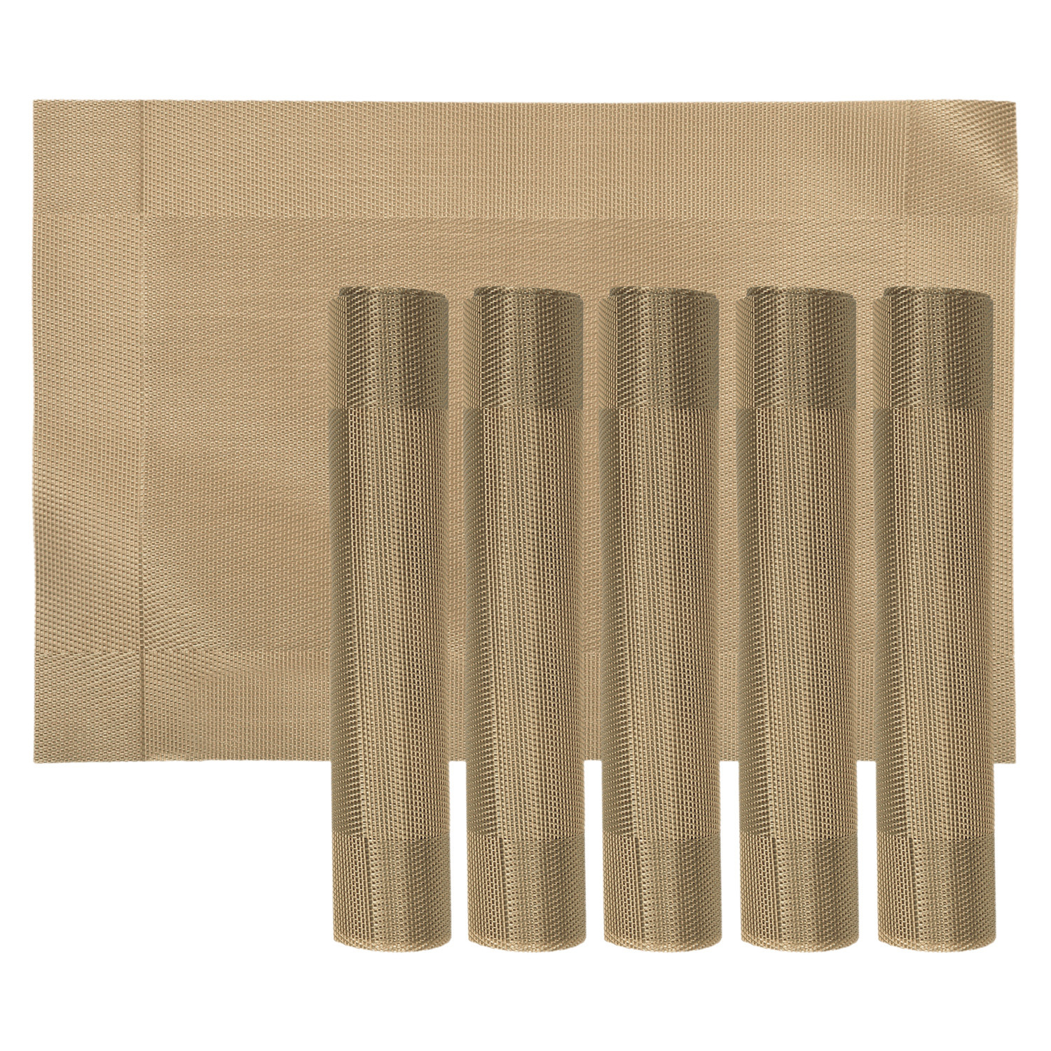 Kuber Industries Reversible Non-Slip Wipe Clean Heat Resistant PVC Placemats for Dining Table,(Light Brown)