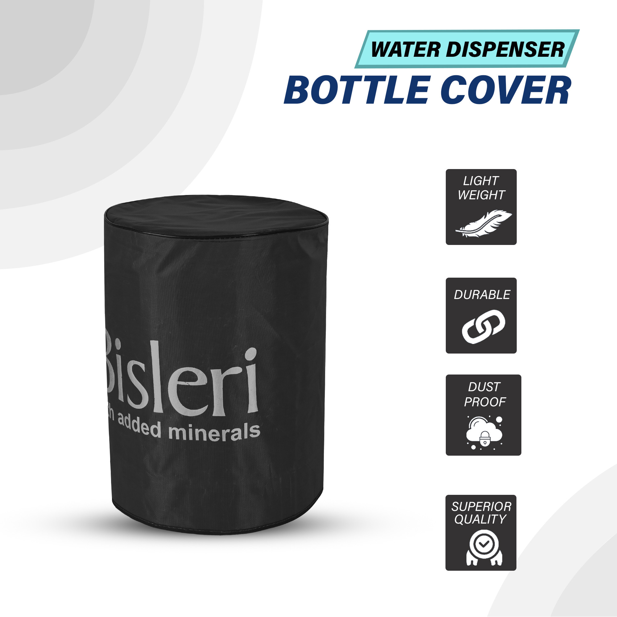 Kuber Industries Rexine  Water Camper Cover  Easy-To-Clean  Machine Washable Dispenser Bottle Cover - Ideal for Home Office Hospital  Outdoor Use  Black