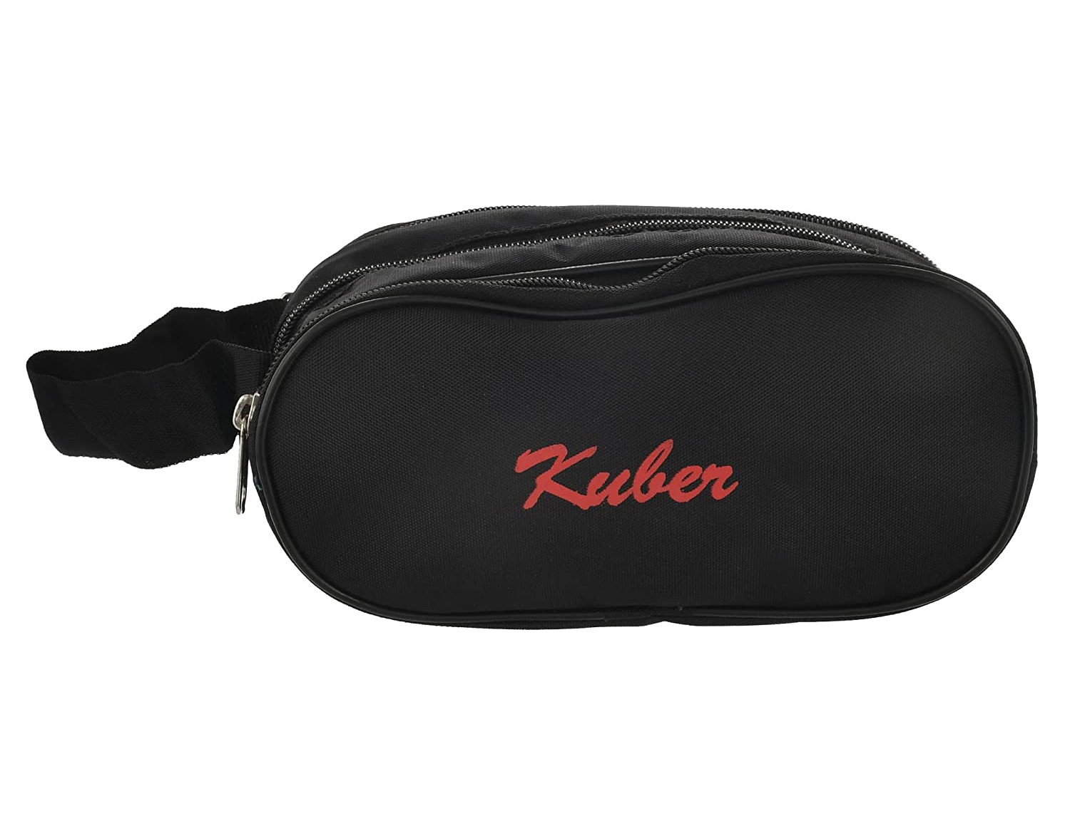 Kuber Industries Rexine Lightweight Travel Toiletry Bag Shaving Kit With Carrying Strap (Black) 54KM4281
