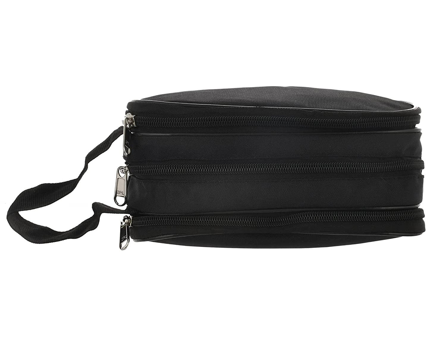 Kuber Industries Rexine Lightweight Travel Toiletry Bag Shaving Kit With Carrying Strap (Black) 54KM4281