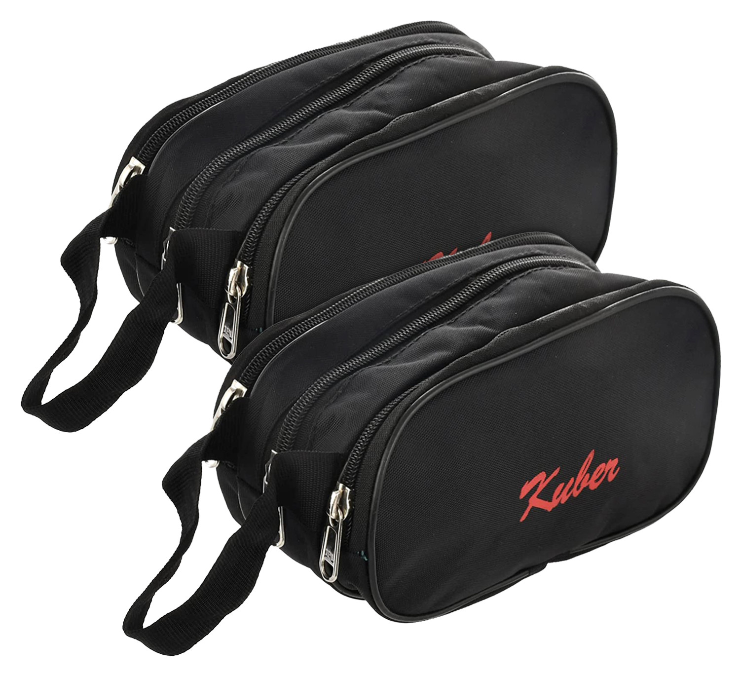 Kuber Industries Rexine Lightweight Travel Toiletry Bag Shaving Kit With Carrying Strap (Black) 54KM4281