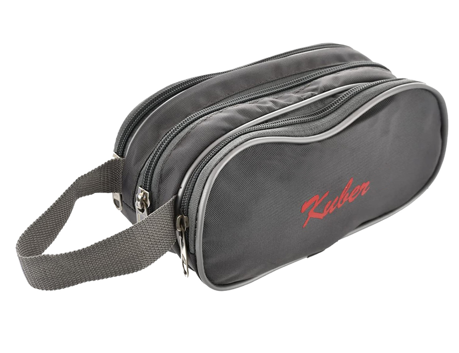 Kuber Industries Rexine Lightweight Travel Toiletry Bag Shaving Kit With Carrying Strap (Grey) 54KM4283