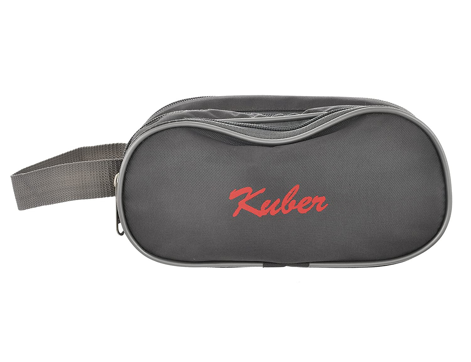 Kuber Industries Rexine Lightweight Travel Toiletry Bag Shaving Kit With Carrying Strap (Grey) 54KM4283