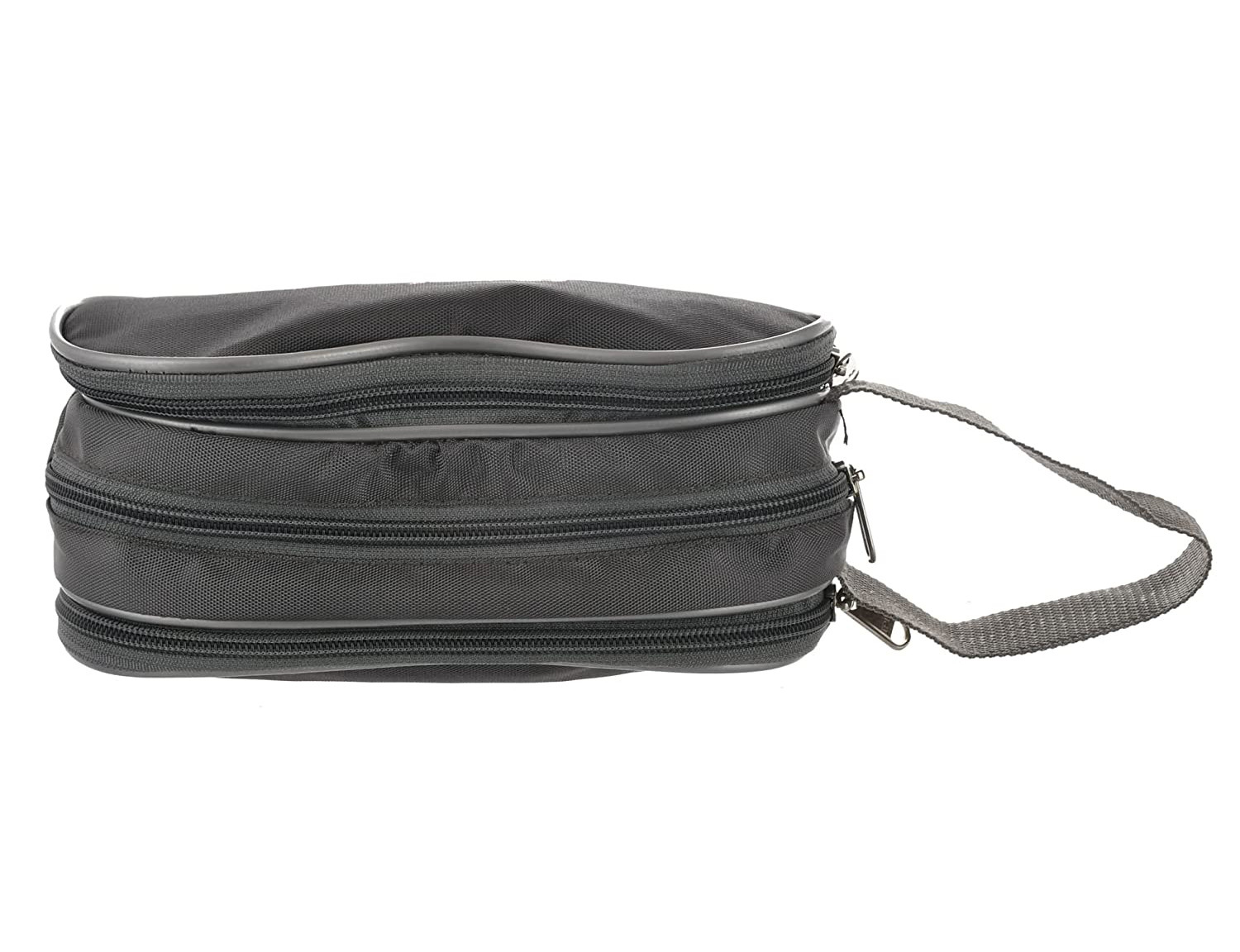 Kuber Industries Rexine Lightweight Travel Toiletry Bag Shaving Kit With Carrying Strap (Grey) 54KM4283