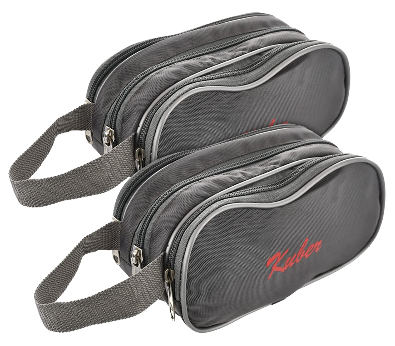 Kuber Industries Rexine Lightweight Travel Toiletry Bag Shaving Kit With Carrying Strap (Grey) 54KM4283
