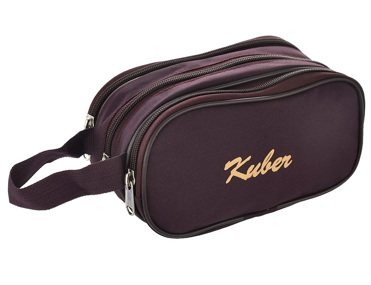 Kuber Industries Rexine Lightweight Travel Toiletry Bag Shaving Kit With Carrying Strap (Wine) 54KM4279