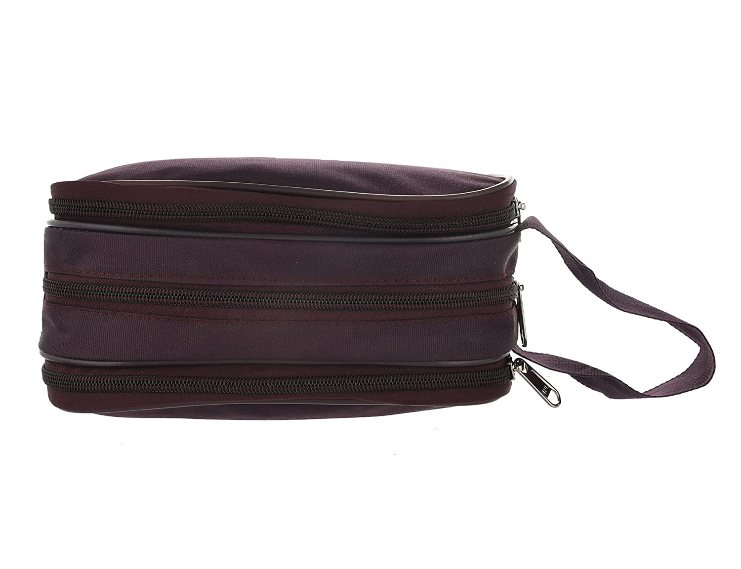 Kuber Industries Rexine Lightweight Travel Toiletry Bag Shaving Kit With Carrying Strap (Wine) 54KM4279
