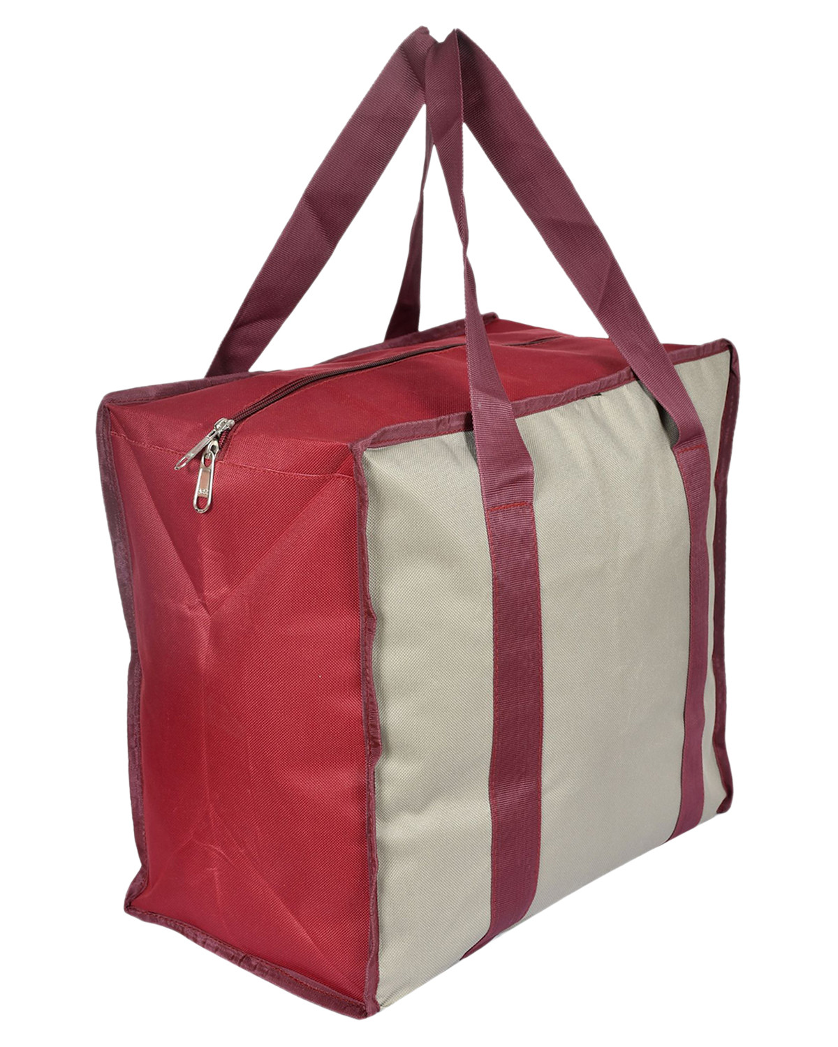 Kuber Industries Rexine Shopping Bags/Grocery Bag for Carry Grocery, Fruits, Vegetable with Handles (Beige) 54KM4019