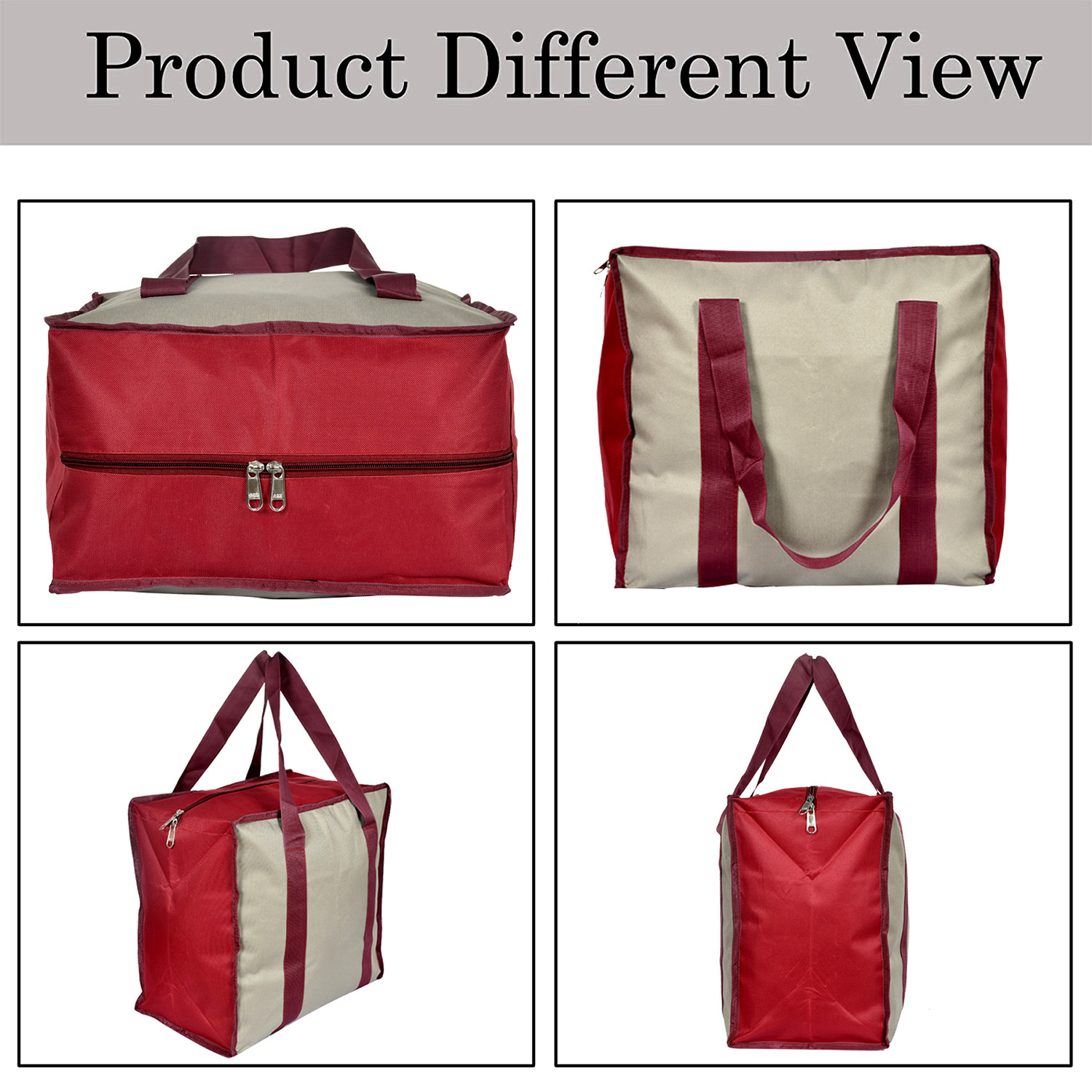 Kuber Industries Rexine Shopping Bags/Grocery Bag for Carry Grocery, Fruits, Vegetable with Handles (Beige) 54KM4019
