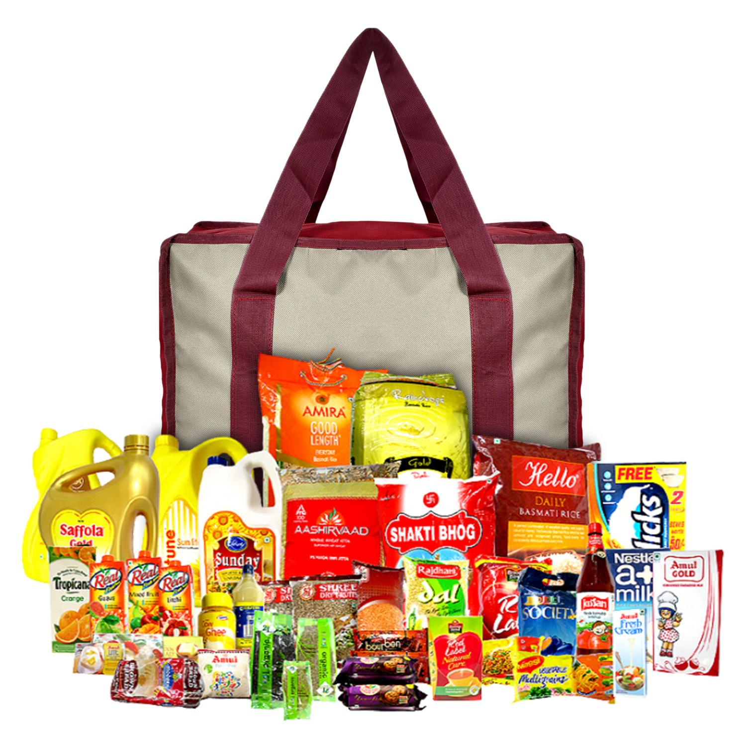 Kuber Industries Rexine Shopping Bags/Grocery Bag for Carry Grocery, Fruits, Vegetable with Handles (Beige) 54KM4019