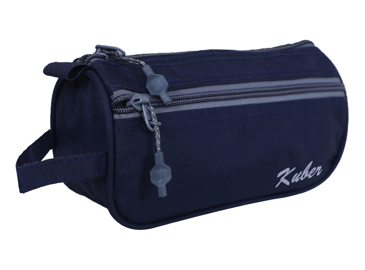 Kuber Industries Rexine Toiletry Organizer|Portable & Durable Travel Shaving Doop Kit With Fornt Zipper And Carrying Strip (Navy Blue)