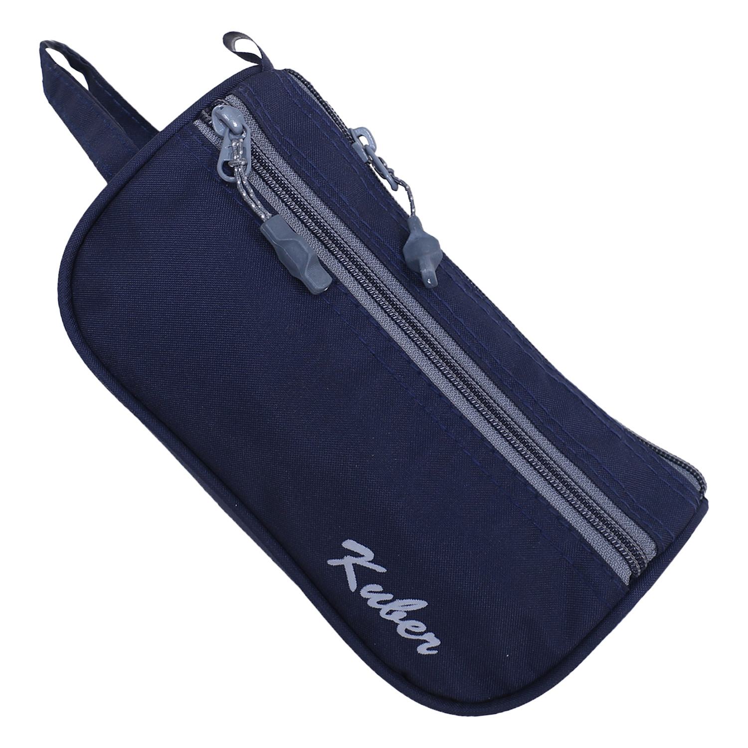 Kuber Industries Rexine Toiletry Organizer|Portable & Durable Travel Shaving Doop Kit With Fornt Zipper And Carrying Strip (Navy Blue)