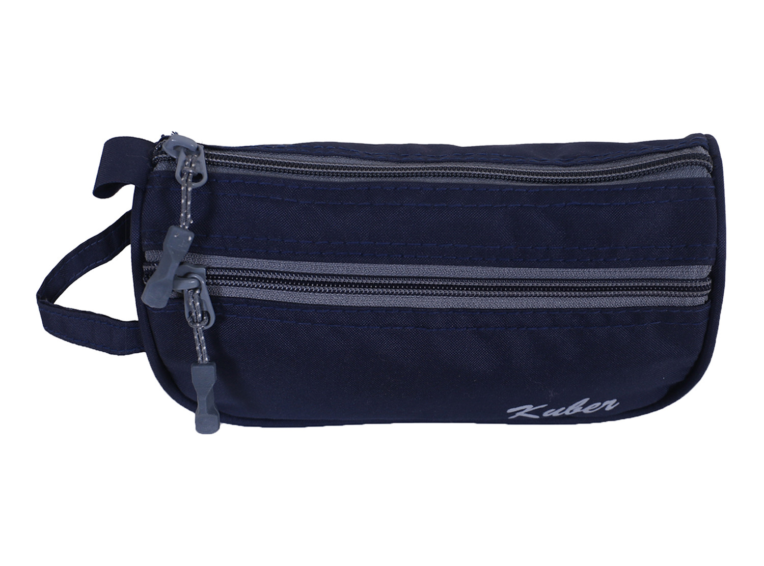 Kuber Industries Rexine Toiletry Organizer|Portable & Durable Travel Shaving Doop Kit With Fornt Zipper And Carrying Strip (Navy Blue)