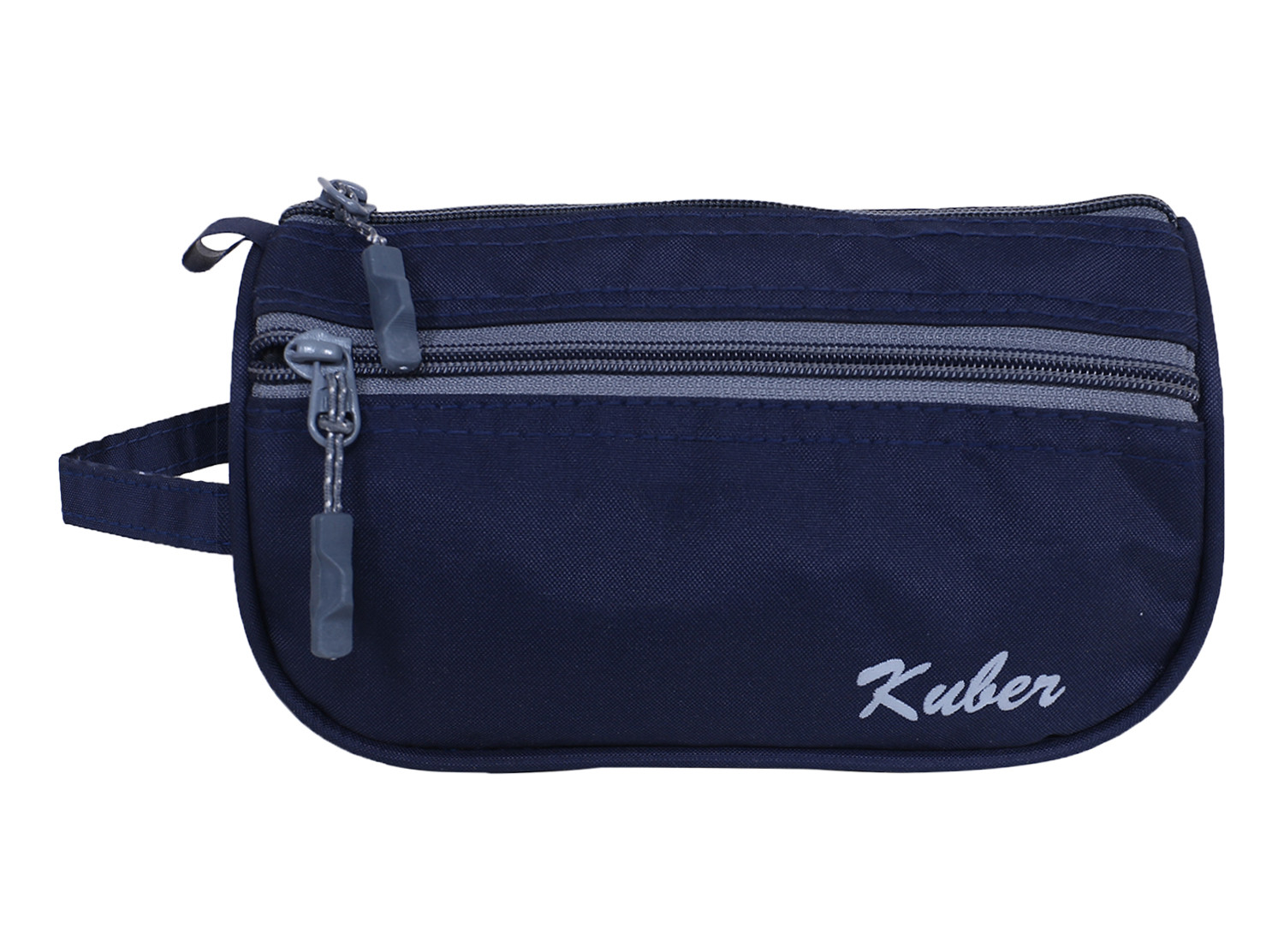 Kuber Industries Rexine Toiletry Organizer|Portable & Durable Travel Shaving Doop Kit With Fornt Zipper And Carrying Strip (Navy Blue)
