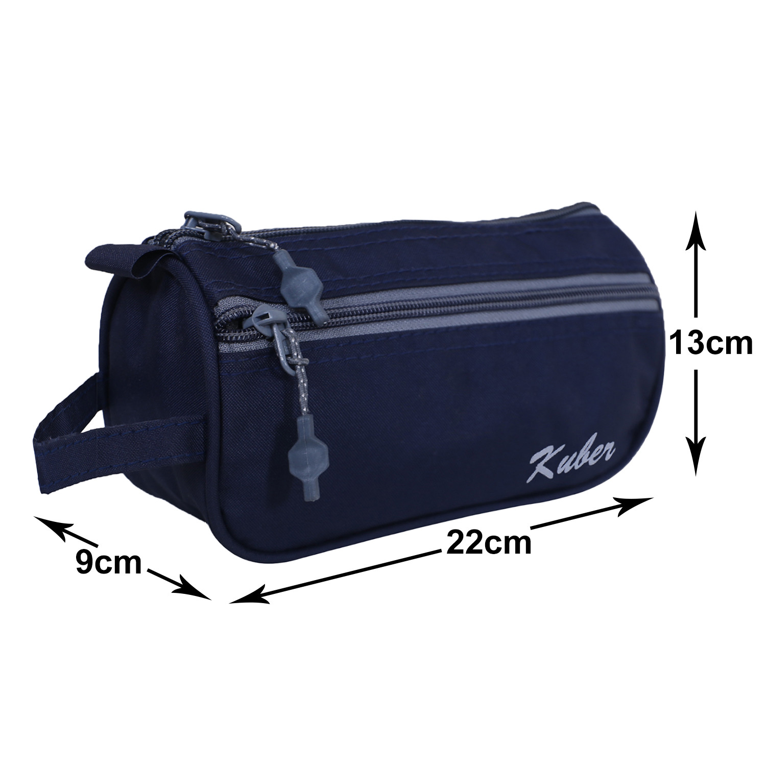 Kuber Industries Rexine Toiletry Organizer|Portable & Durable Travel Shaving Doop Kit With Fornt Zipper And Carrying Strip (Navy Blue)