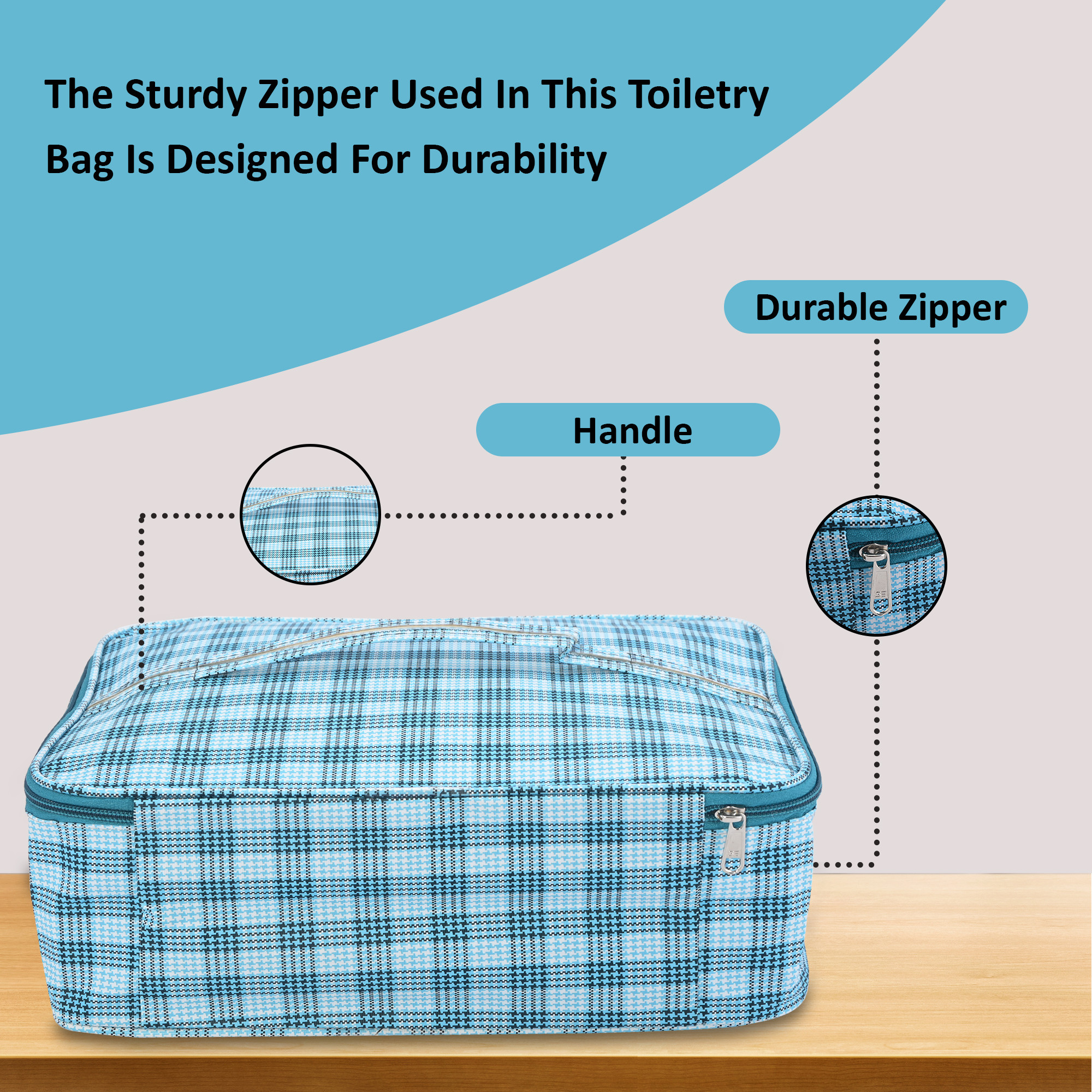 Kuber Industries Rexine Undergarments Organizer for Women with Handle  Wardrobe Organizer for Storage Underwear Socks Bras Ties and Scarves  Check Print - Blue