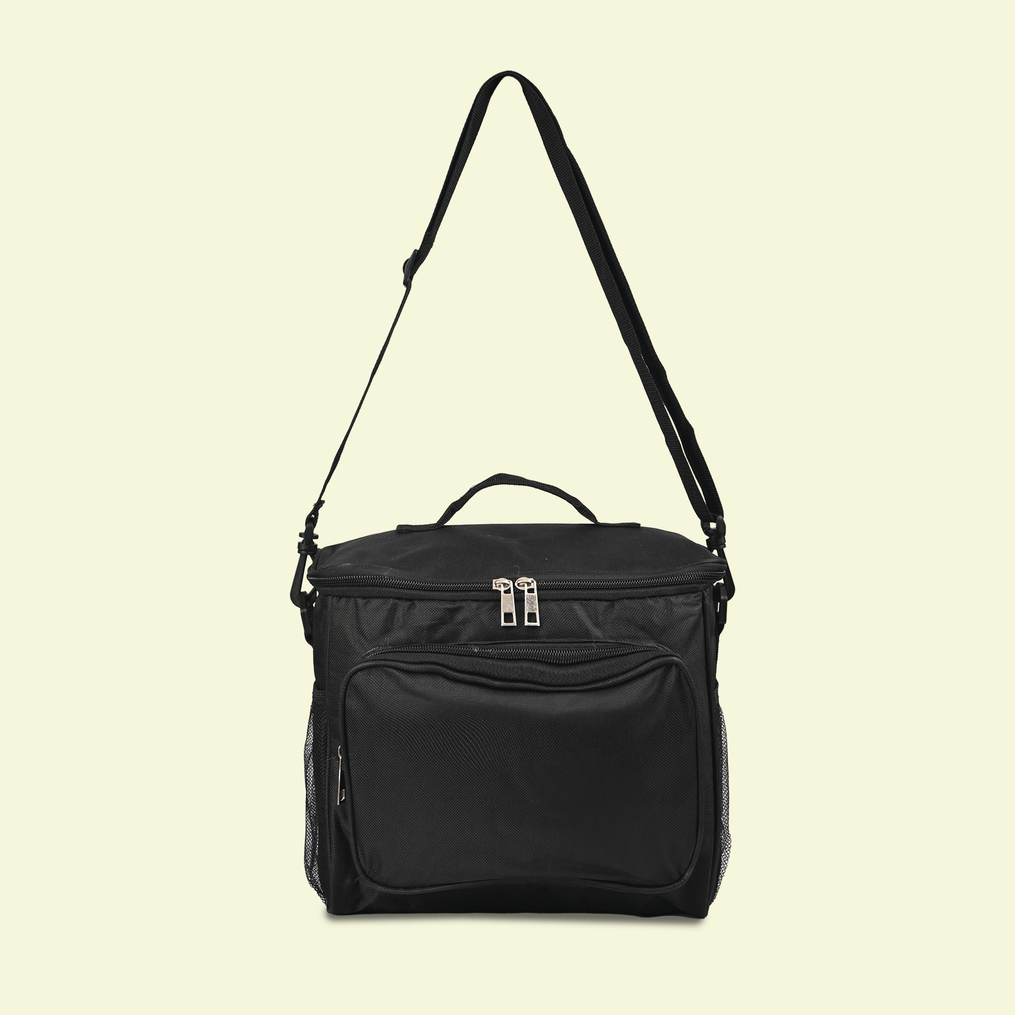 Kuber Industries Rexine Waterproof Insulated Lunch Box Bags for Men with Bottle Holder  Lightweight  Easy To Clean Lunch Bag for Office School  College  Black