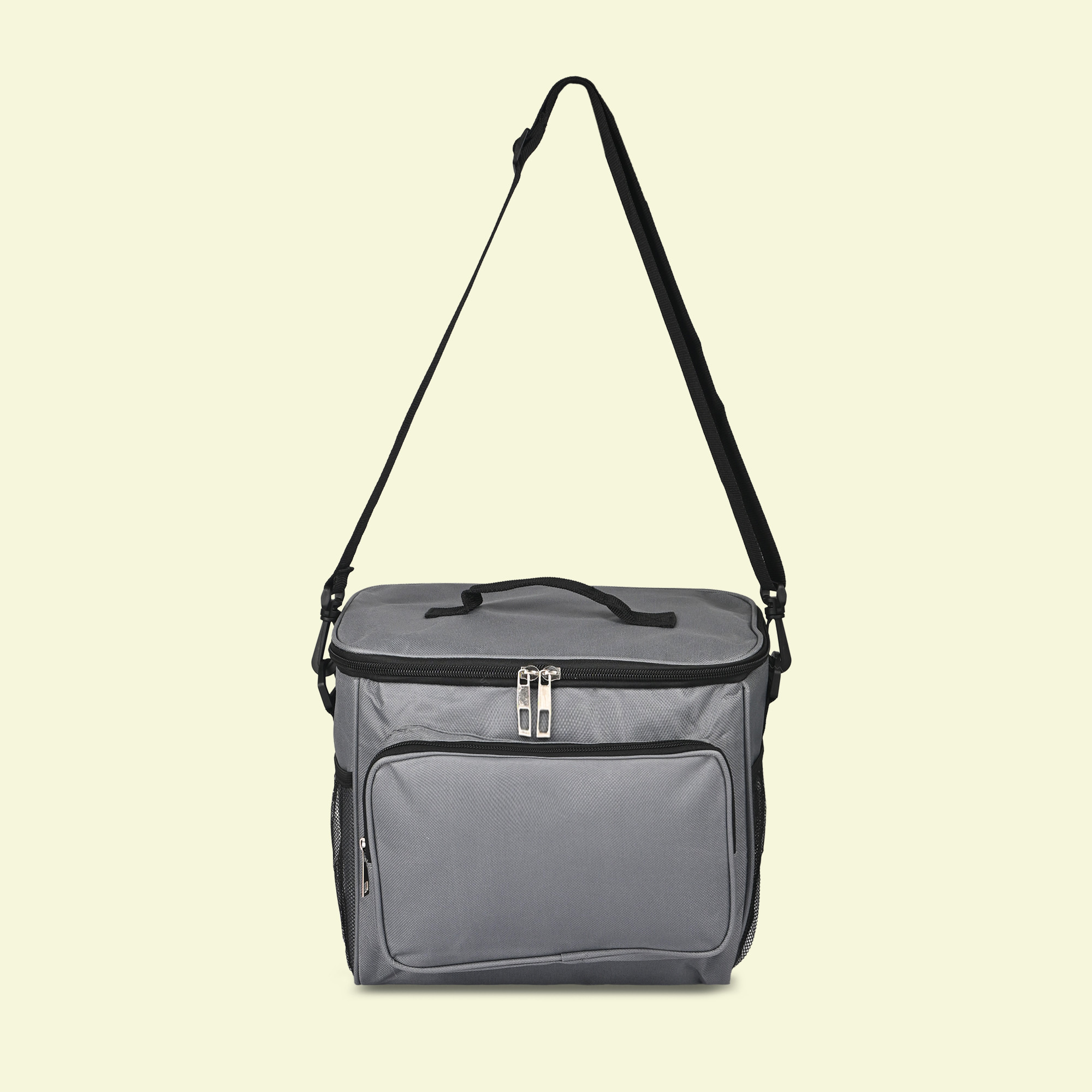 Kuber Industries Rexine Waterproof Insulated Lunch Box Bags for Men with Bottle Holder  Lightweight  Easy To Clean Lunch Bag for Office School  College  Grey