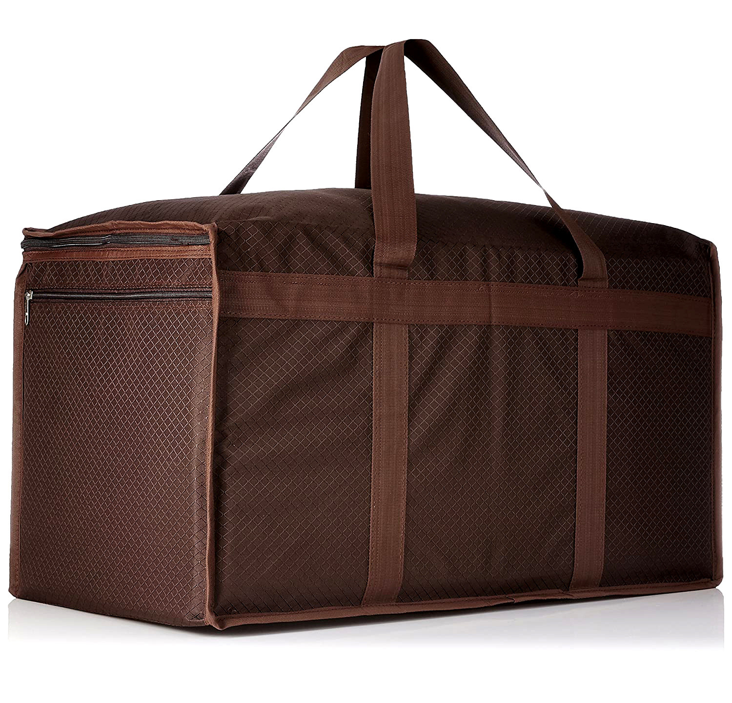 Kuber Industries Rexine Waterproof Large Storage Bag|Cloth Organizer with 2 Side Zipper Closure and Handle (Dark Brown)