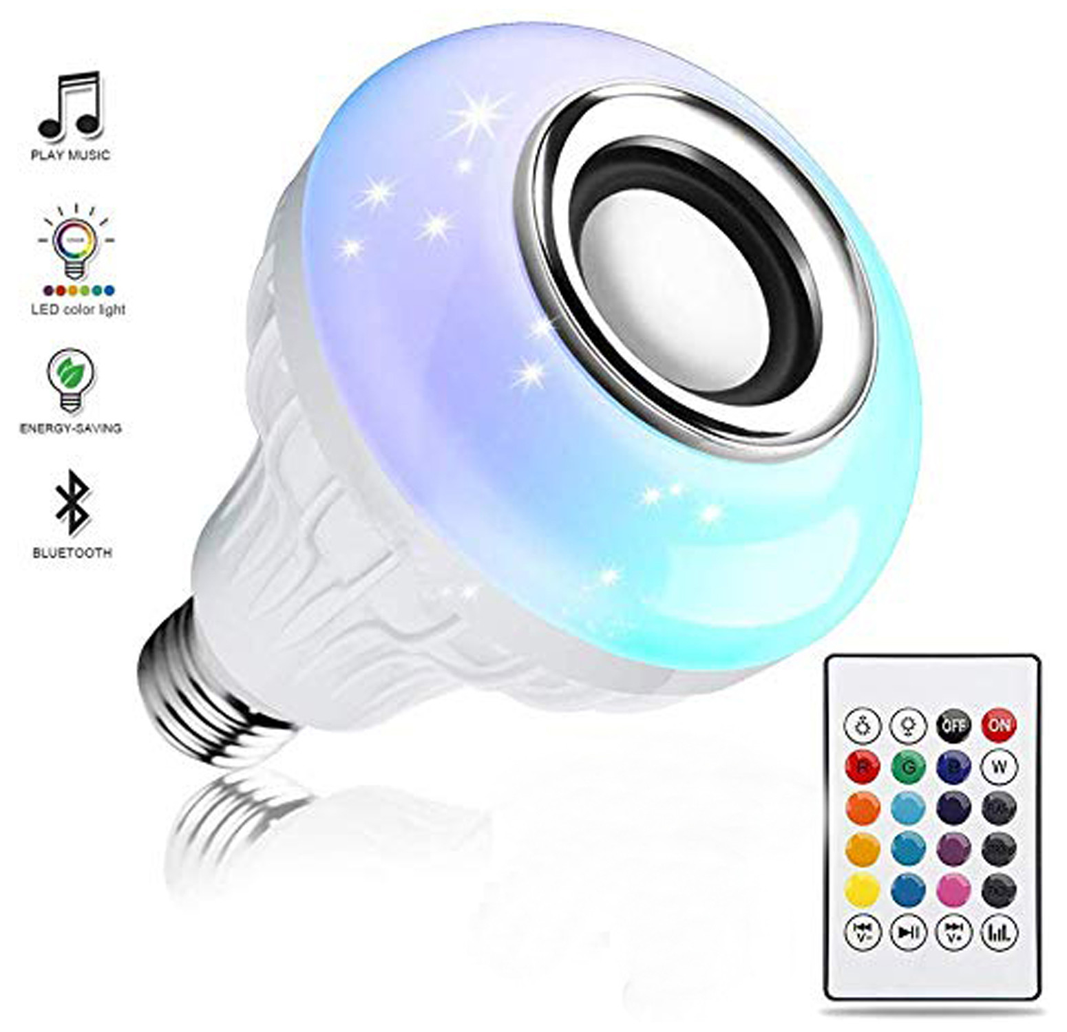 Kuber Industries RGB Bulb | Wireless Bluetooth LED Bulb with Speaker | Remote Control Music Bulb | Disco Light Bulb | Home Decoration Bulb | 12W | Multicolor