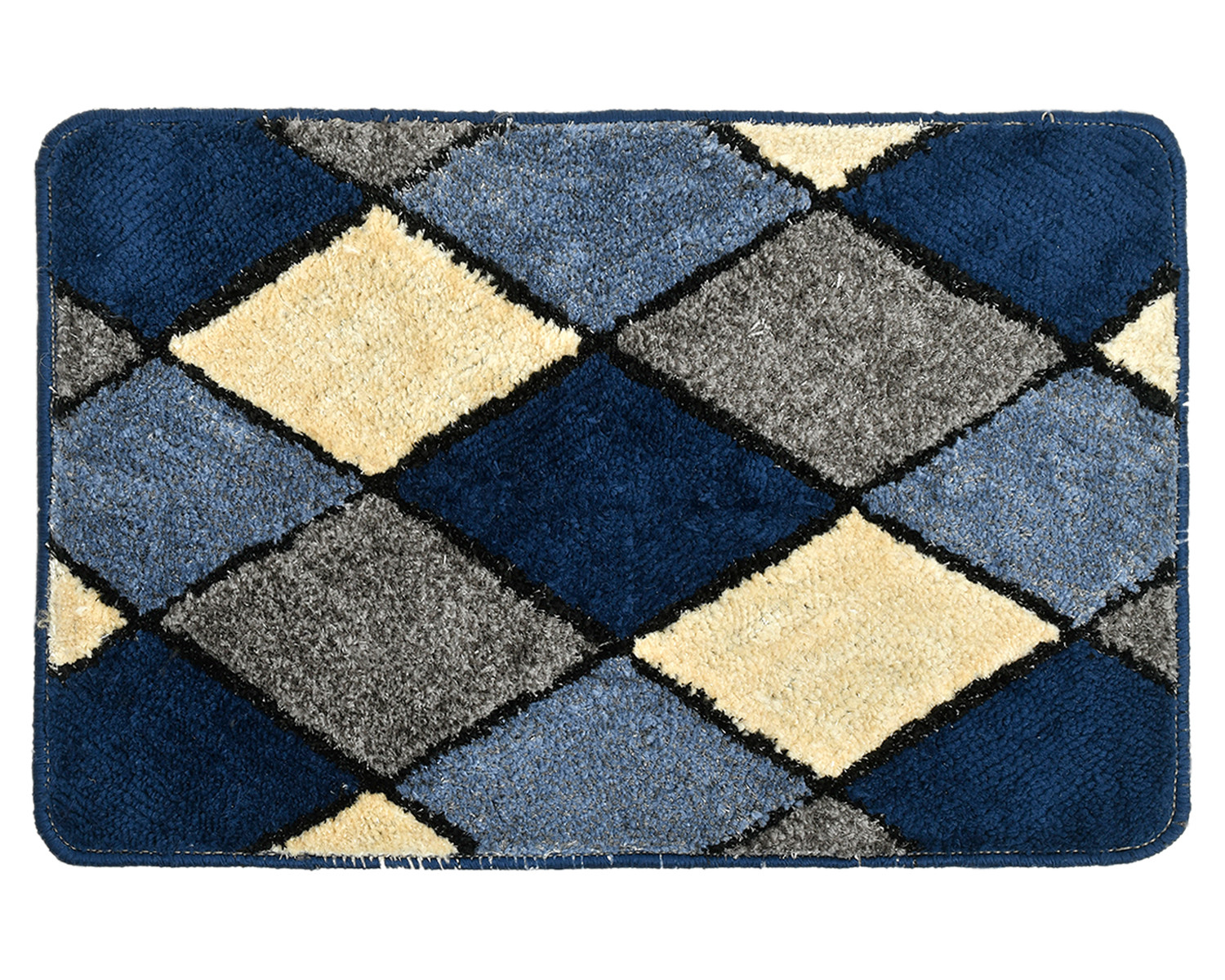 Kuber Industries Rhombus Design Multiuses Home Décor Non-Slip Velvet Door Mat (Blue)