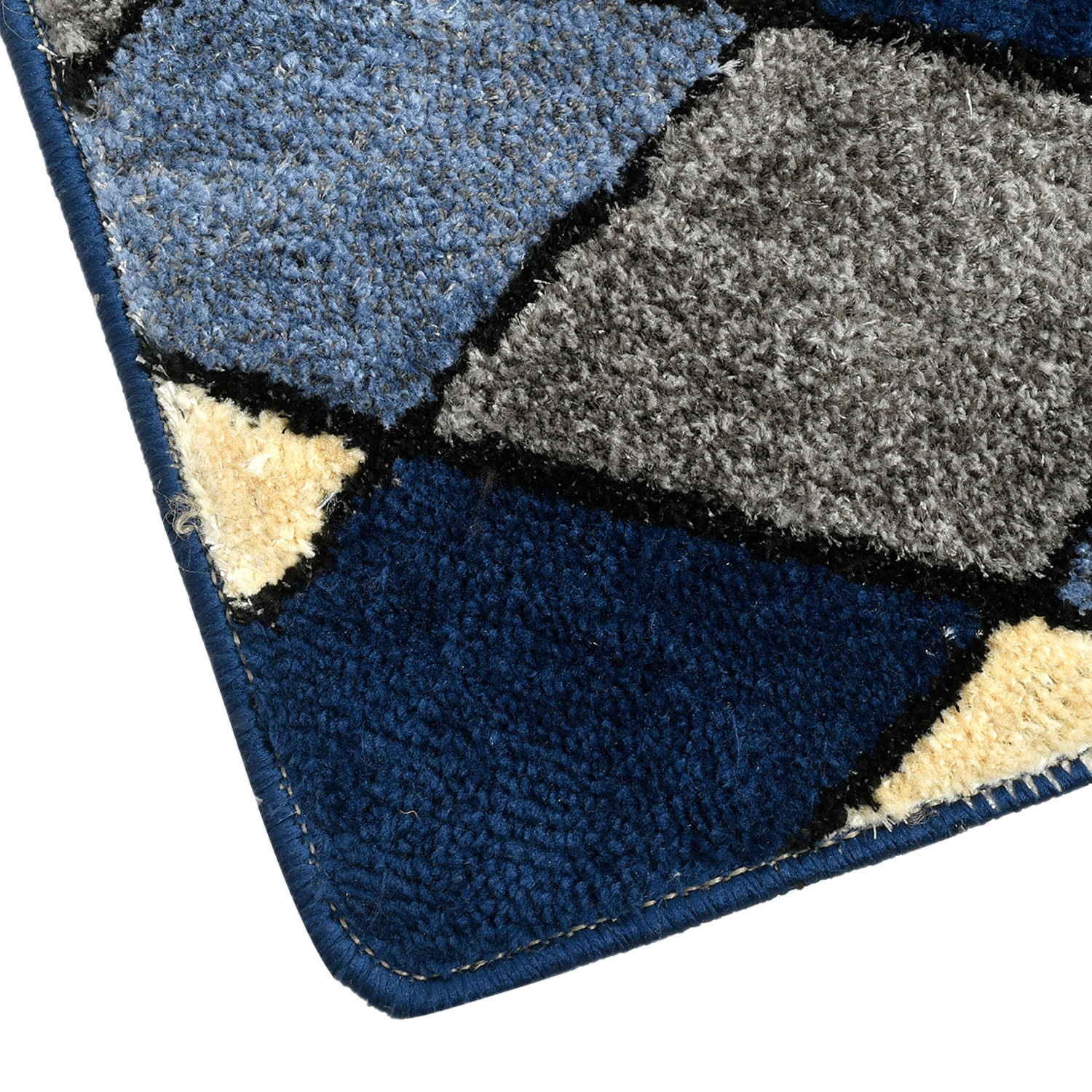 Kuber Industries Rhombus Design Multiuses Home Décor Non-Slip Velvet Door Mat (Blue)
