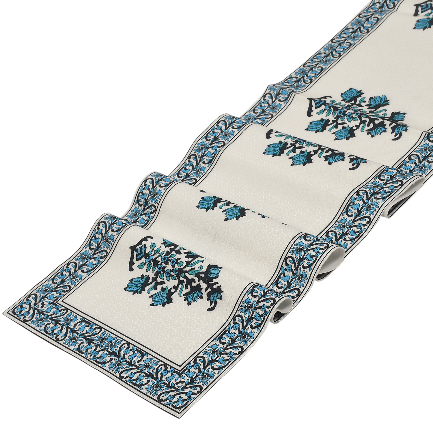 Kuber Industries Rich Fabric Table Runner & Placemats For Living, Dinning, Office, Kitchen & Wedding Set of 7 (Blue) 54KM4147