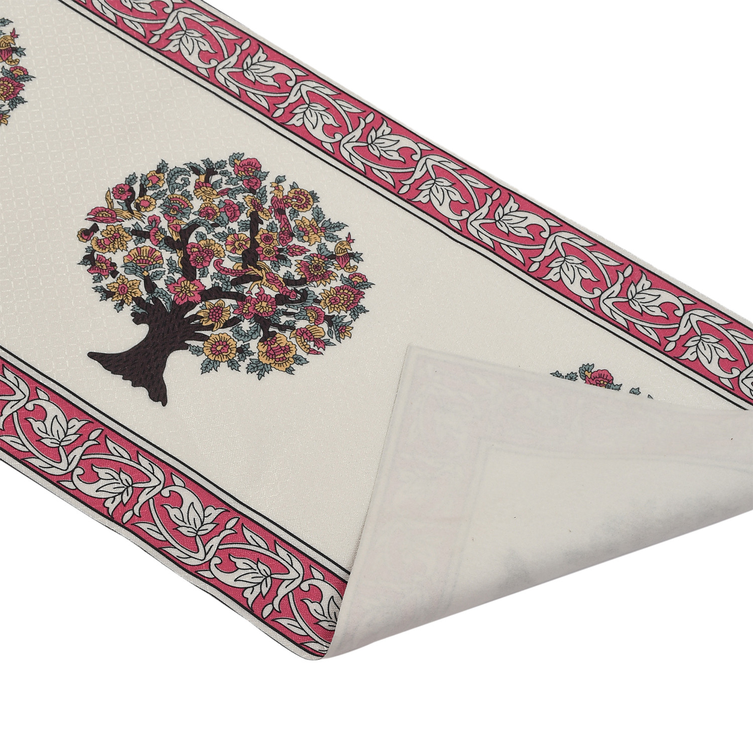 Kuber Industries Rich Fabric Table Runner & Placemats For Living, Dinning, Office, Kitchen & Wedding Set of 7 (Pink) 54KM4148