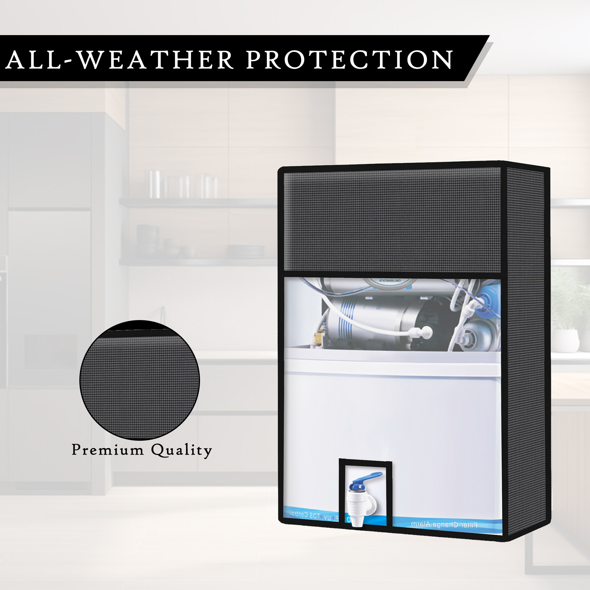 Kuber Industries Ro Cover  Free Size  Ro Water Purifier Cover  Dust Protective Ro Cover  Purifier Ro Cover  Water Purifier Cover  Ro Cover For Home Kitchen  Mini Check  Grey