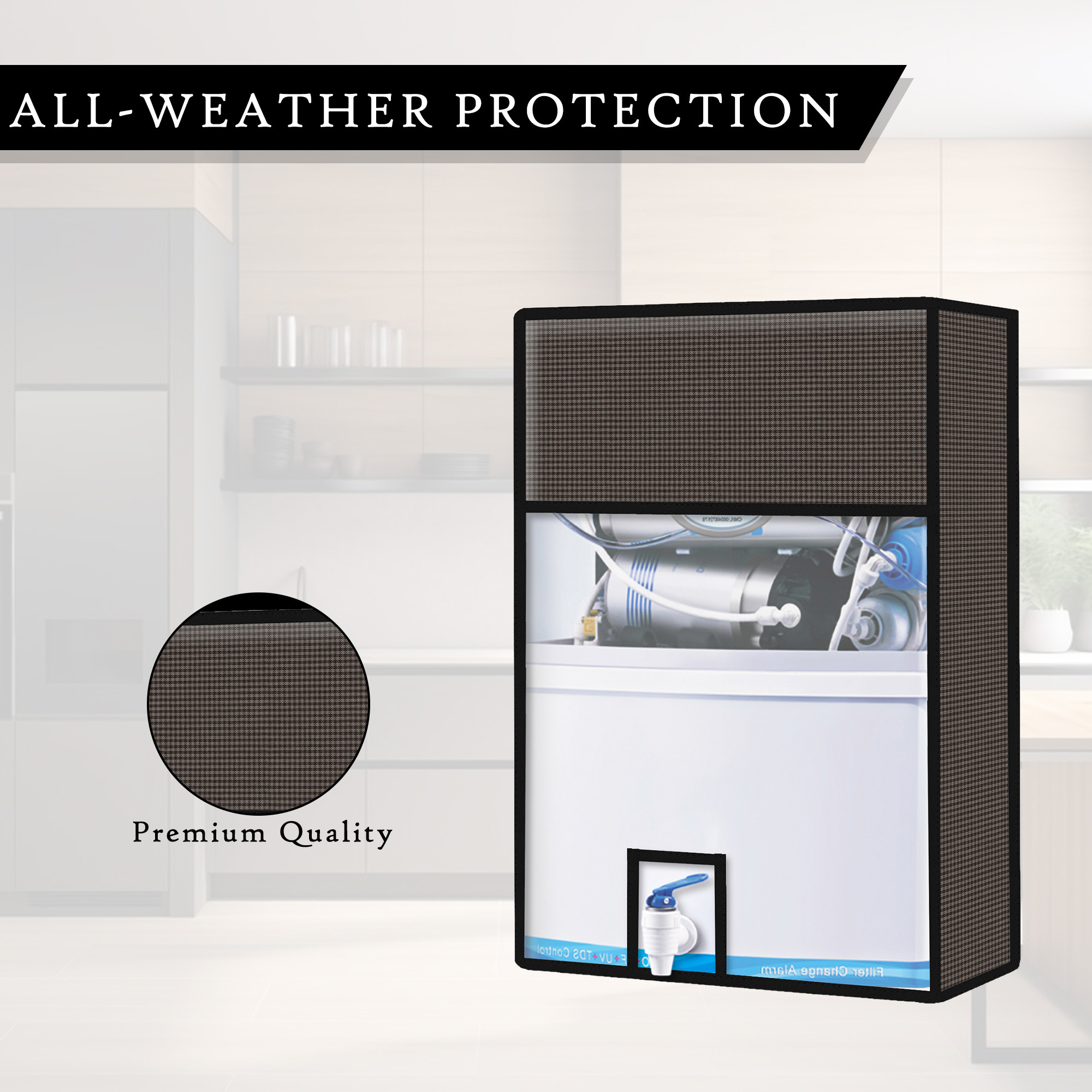 Kuber Industries Ro Cover  Free Size  Ro Water Purifier Cover  Dust Protective Ro Cover  Purifier Ro Cover  Water Purifier Cover  Ro Cover For Home Kitchen  Mini Check  Brown