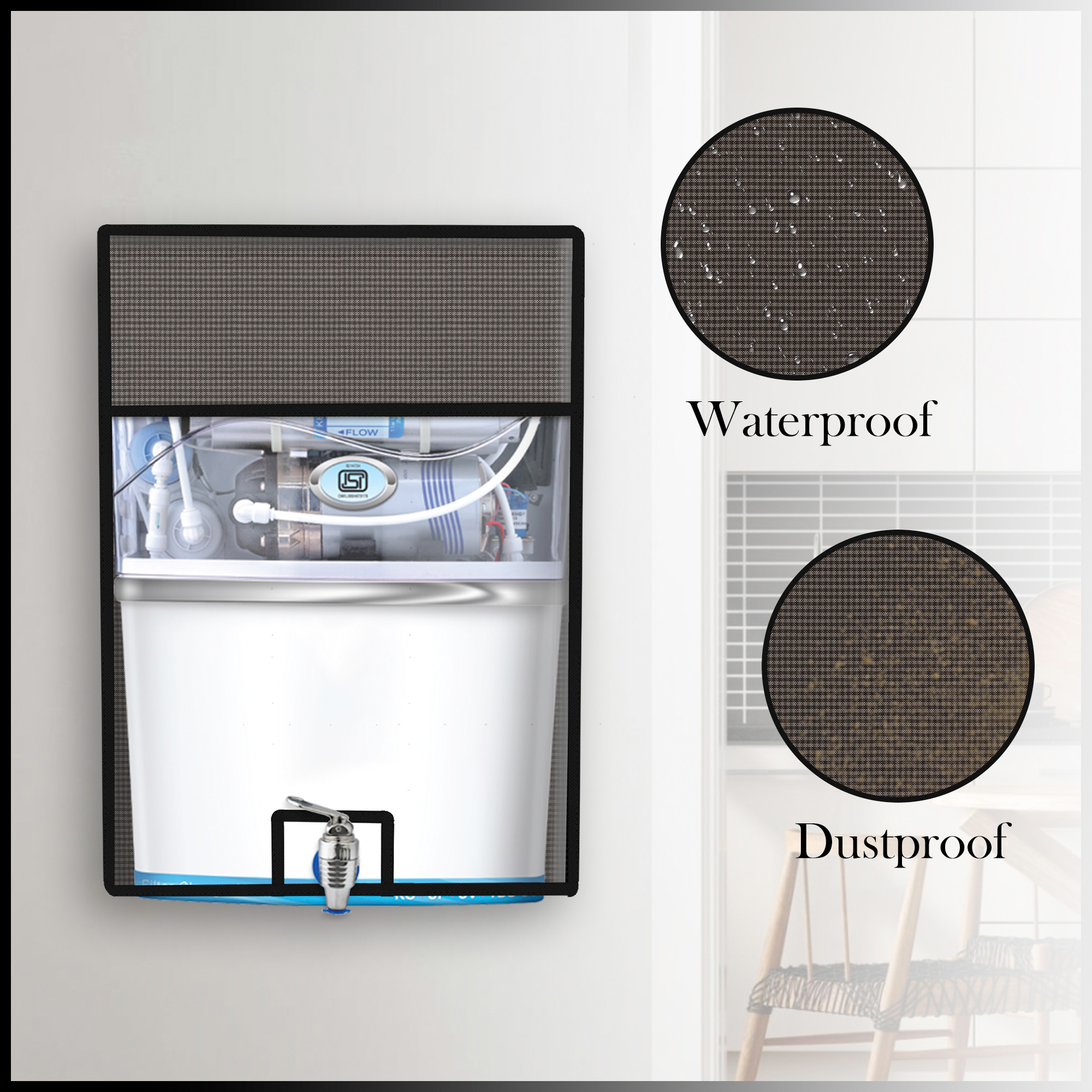 Kuber Industries Ro Cover  Free Size  Ro Water Purifier Cover  Dust Protective Ro Cover  Purifier Ro Cover  Water Purifier Cover  Ro Cover For Home Kitchen  Mini Check  Brown