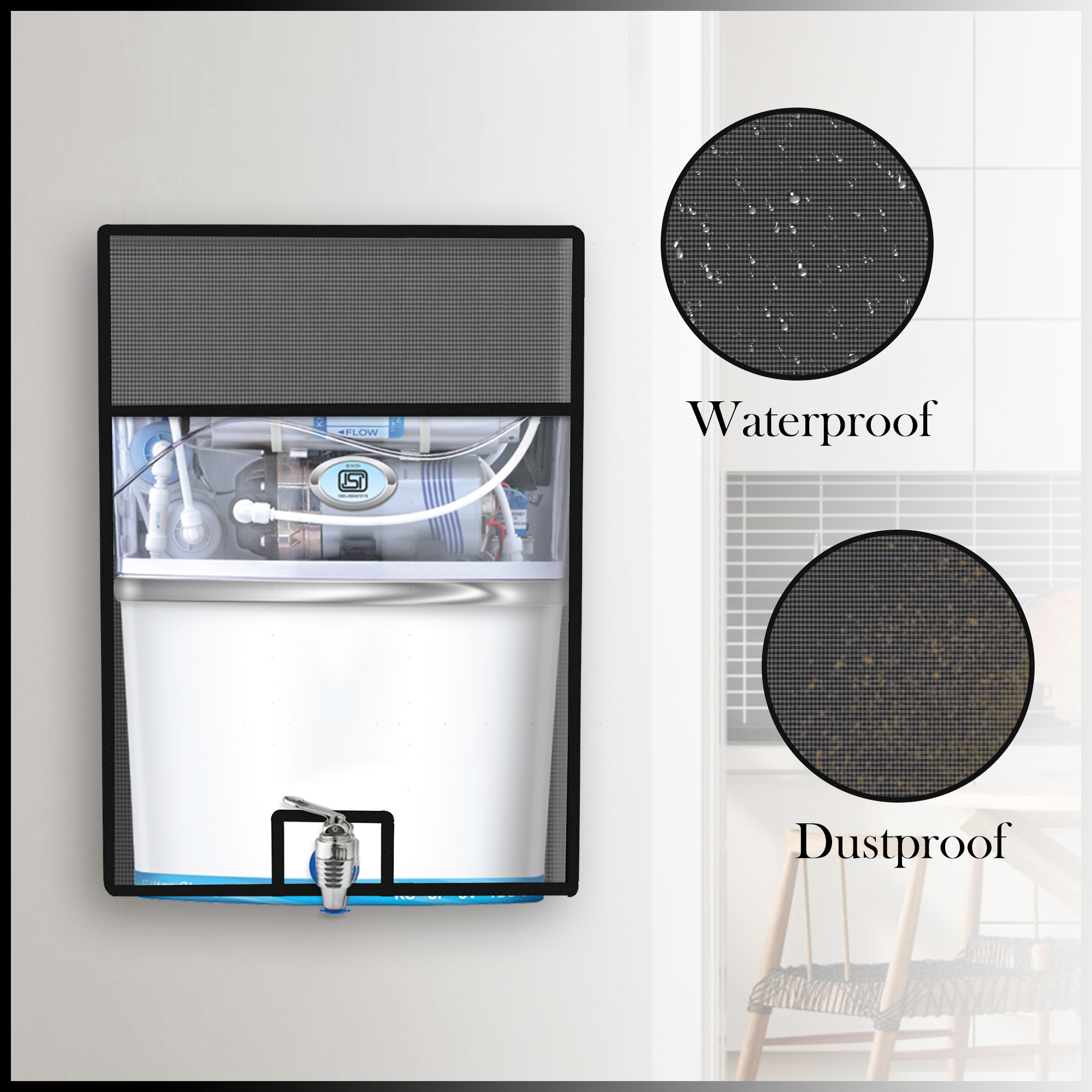 Kuber Industries Ro Cover  Free Size  Ro Water Purifier Cover  Dust Protective Ro Cover  Purifier Ro Cover  Water Purifier Cover  Ro Cover For Home Kitchen  Mini Check  Grey