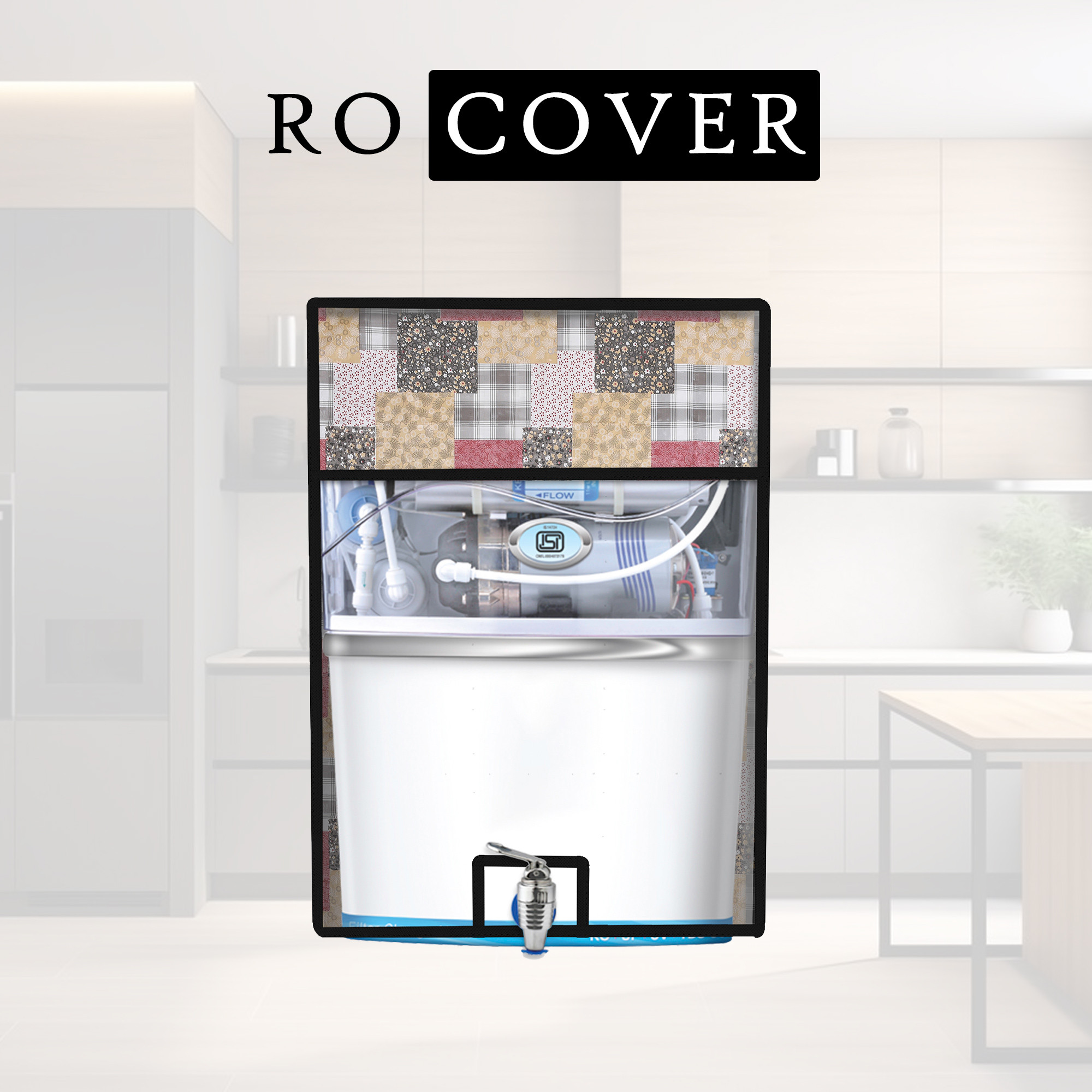 Kuber Industries Ro Cover  Free Size  Ro Water Purifier Cover  Dust Protective Ro Cover  Water Purifier Cover  Ro Cover For Kitchen  Barik Flower  Black