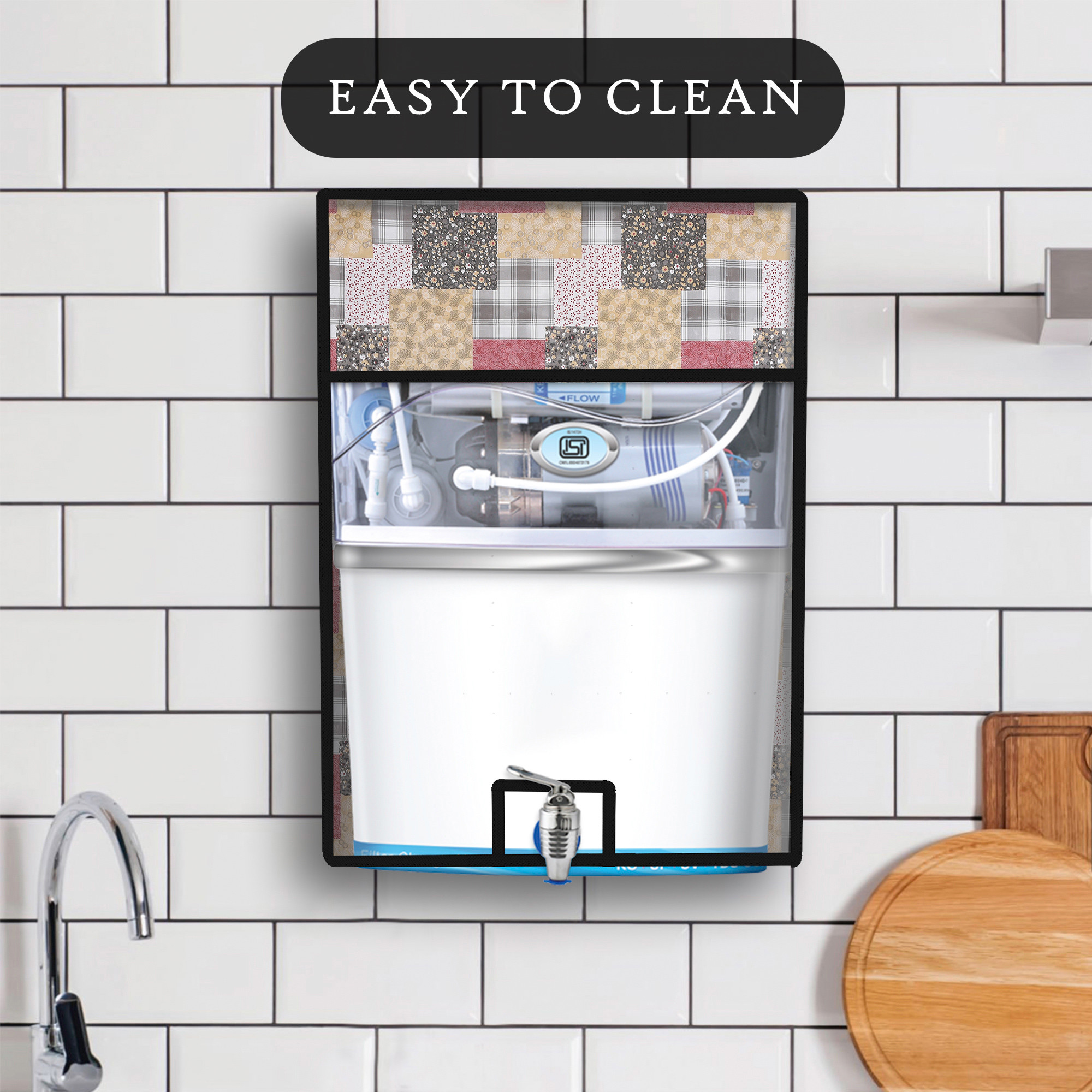 Kuber Industries Ro Cover  Free Size  Ro Water Purifier Cover  Dust Protective Ro Cover  Water Purifier Cover  Ro Cover For Kitchen  Barik Flower  Black