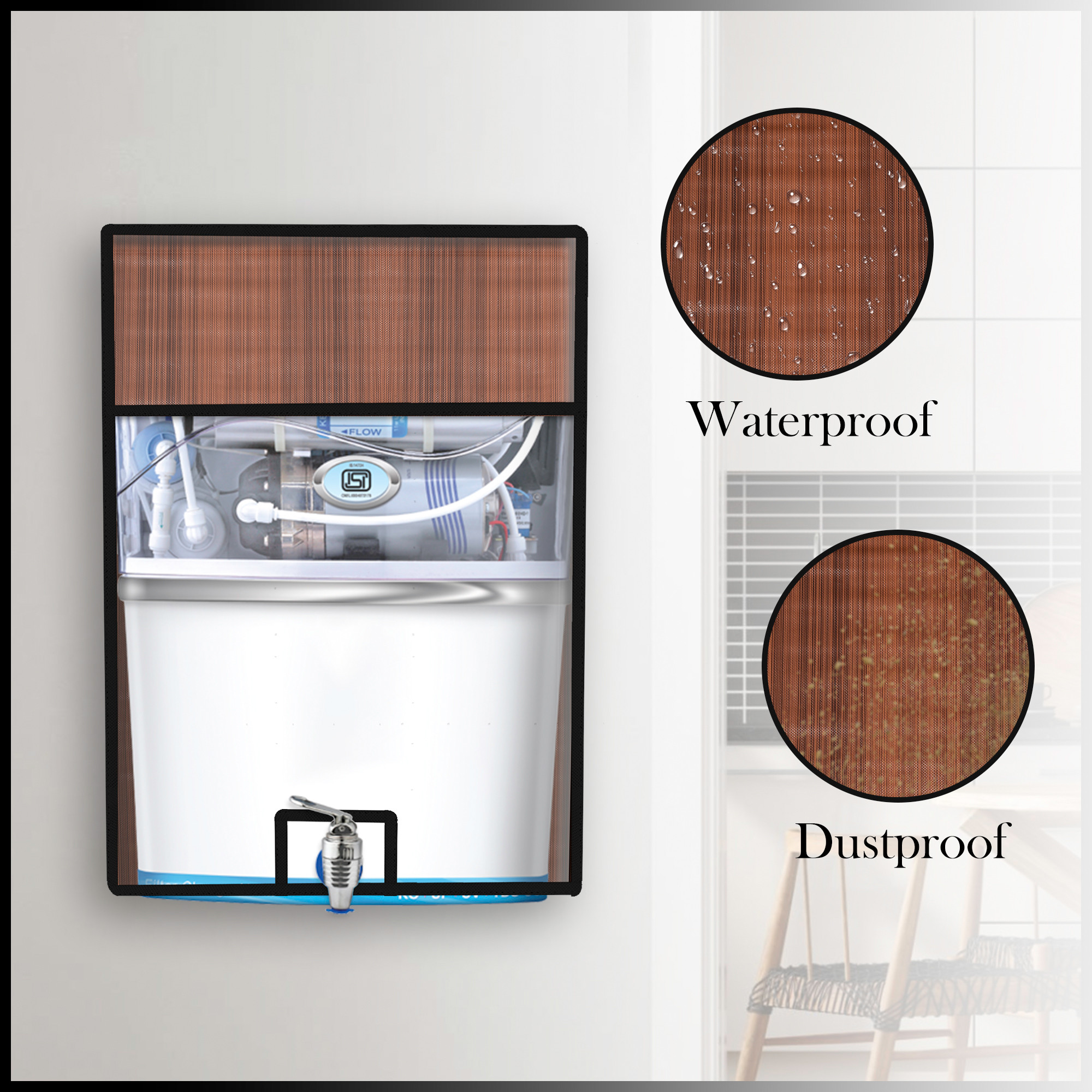 Kuber Industries Ro Cover  Free Size  Ro Water Purifier Cover  Dust Protective Ro Cover  Water Purifier Cover  Ro Cover For Kitchen  Lining Design  Dark Brown