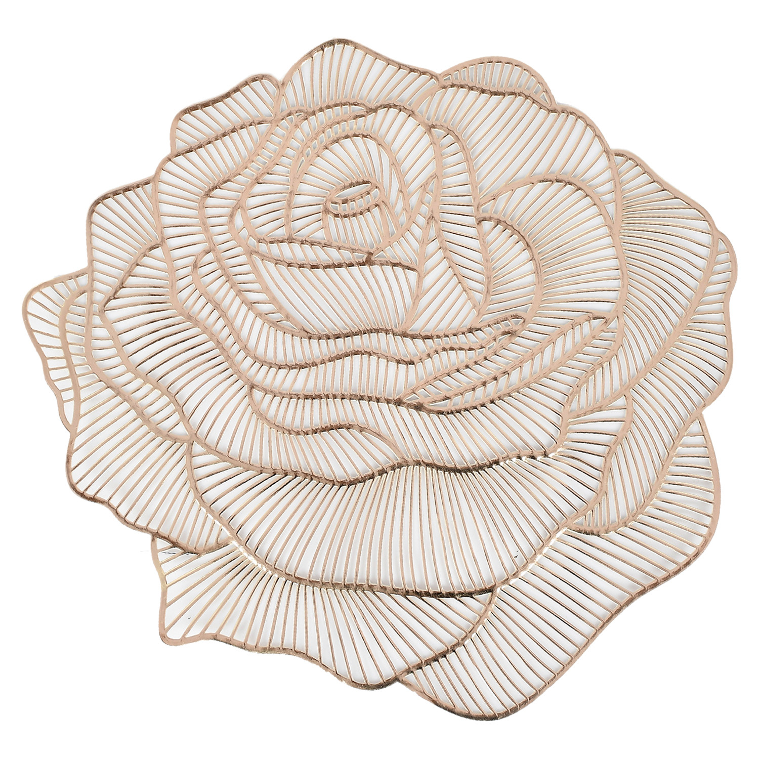 Kuber Industries Rose Design Soft Leather Table Mats, Dining Table Mats,(Gold)