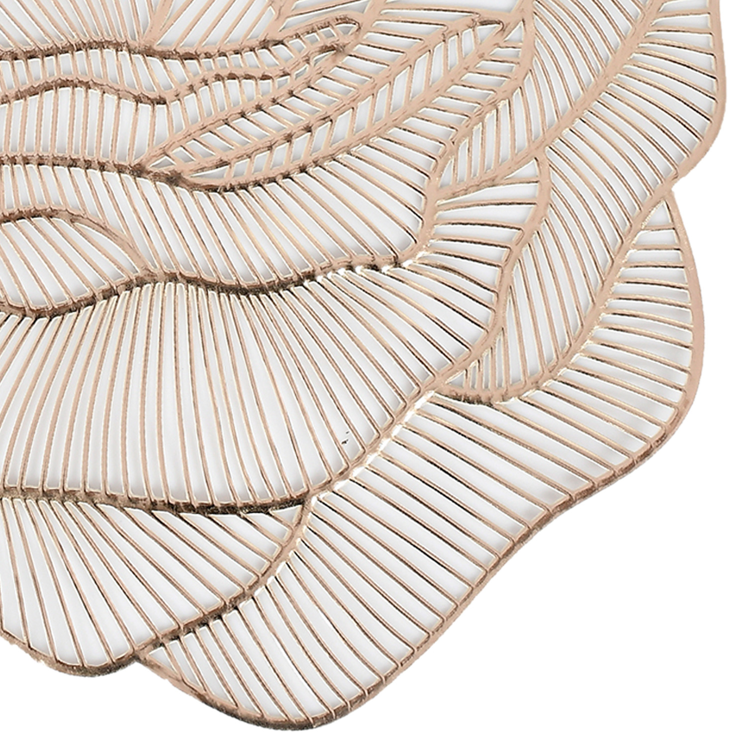 Kuber Industries Rose Design Soft Leather Table Mats, Dining Table Mats,(Gold)