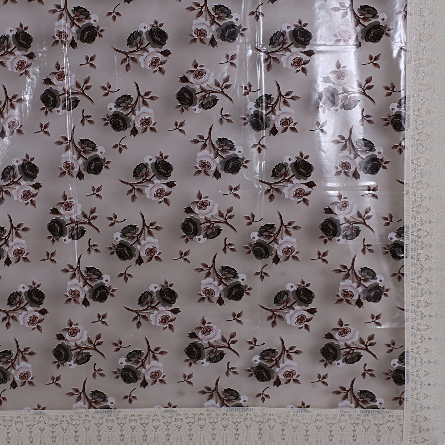 Kuber Industries Rose Design Waterproof Attractive Dining Table Cover & Center Table Cover for Home Decoration,(Cream)