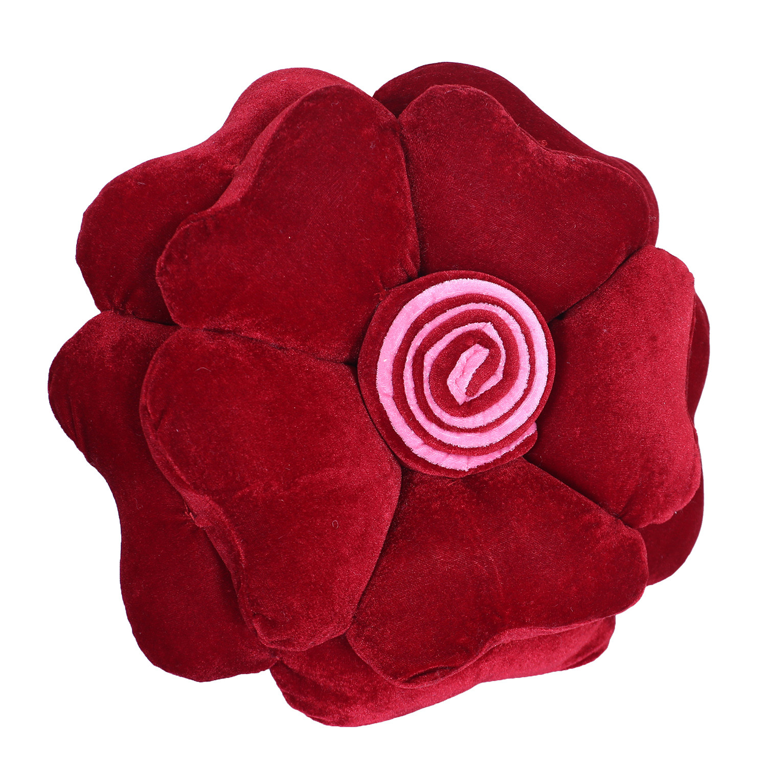 Kuber Industries Rose Flower Shaped Pair Cushion|Soft & Decorative Cushions for Living Room Bed,Sofa,Seating Area,13 Inch,(Red)