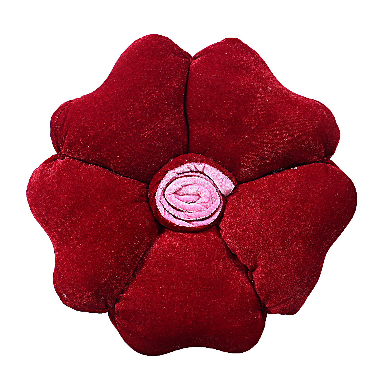 Kuber Industries Rose Flower Shaped Pair Cushion|Soft & Decorative Cushions for Living Room Bed,Sofa,Seating Area,13 Inch,(Red)