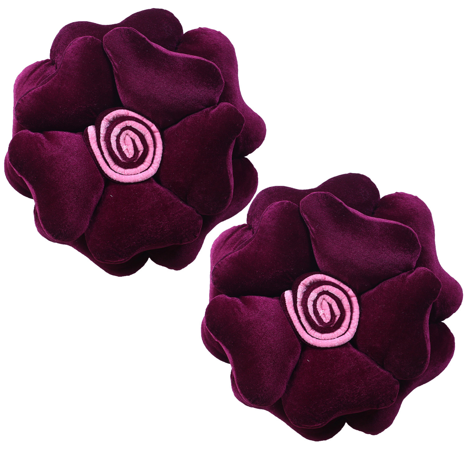 Kuber Industries Rose Flower Shaped Pair Cushion|Soft & Decorative Cushions for Living Room Bed,Sofa,Seating Area,13 Inch,(Purple)