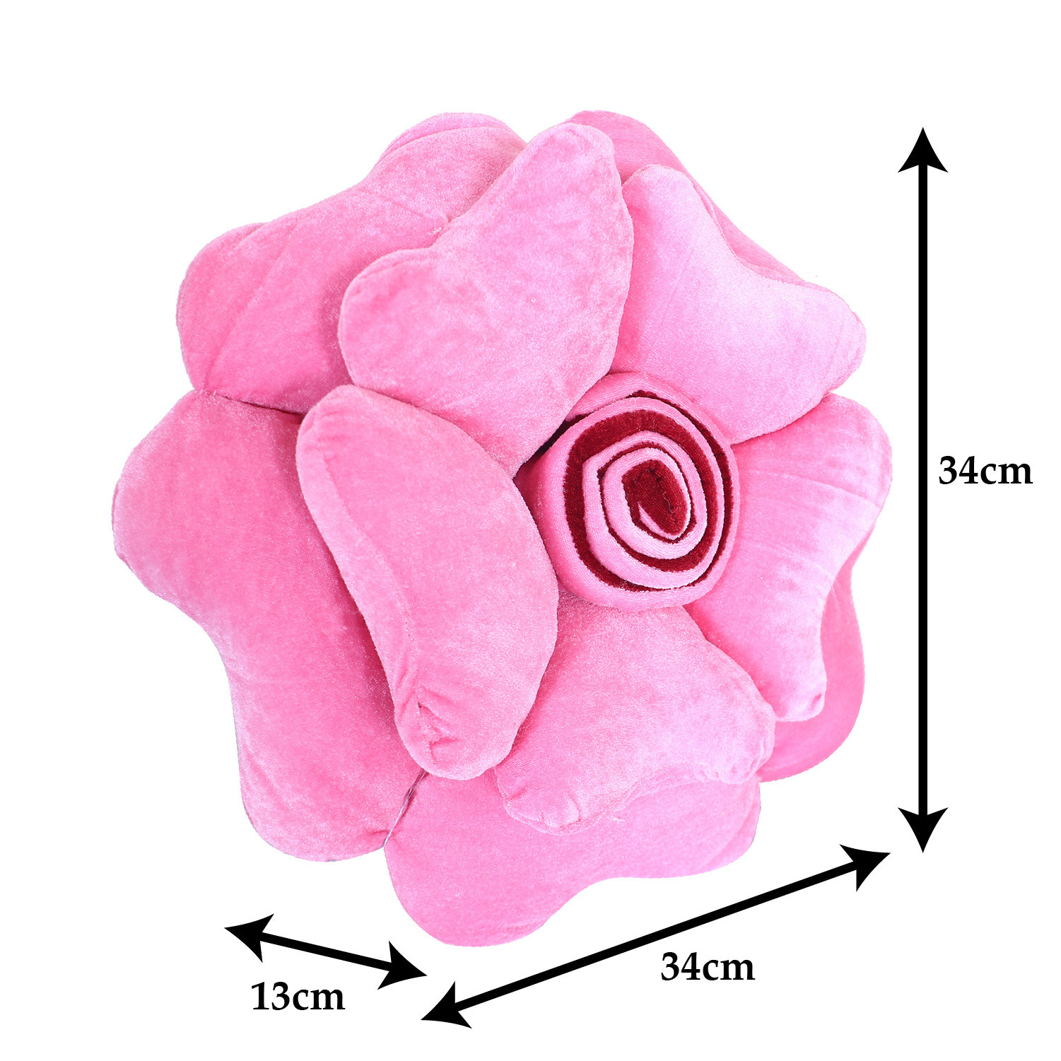Kuber Industries Rose Flower Shaped Pair Cushion|Soft & Decorative Cushions for Living Room Bed,Sofa,Seating Area,13 Inch,(Pink)