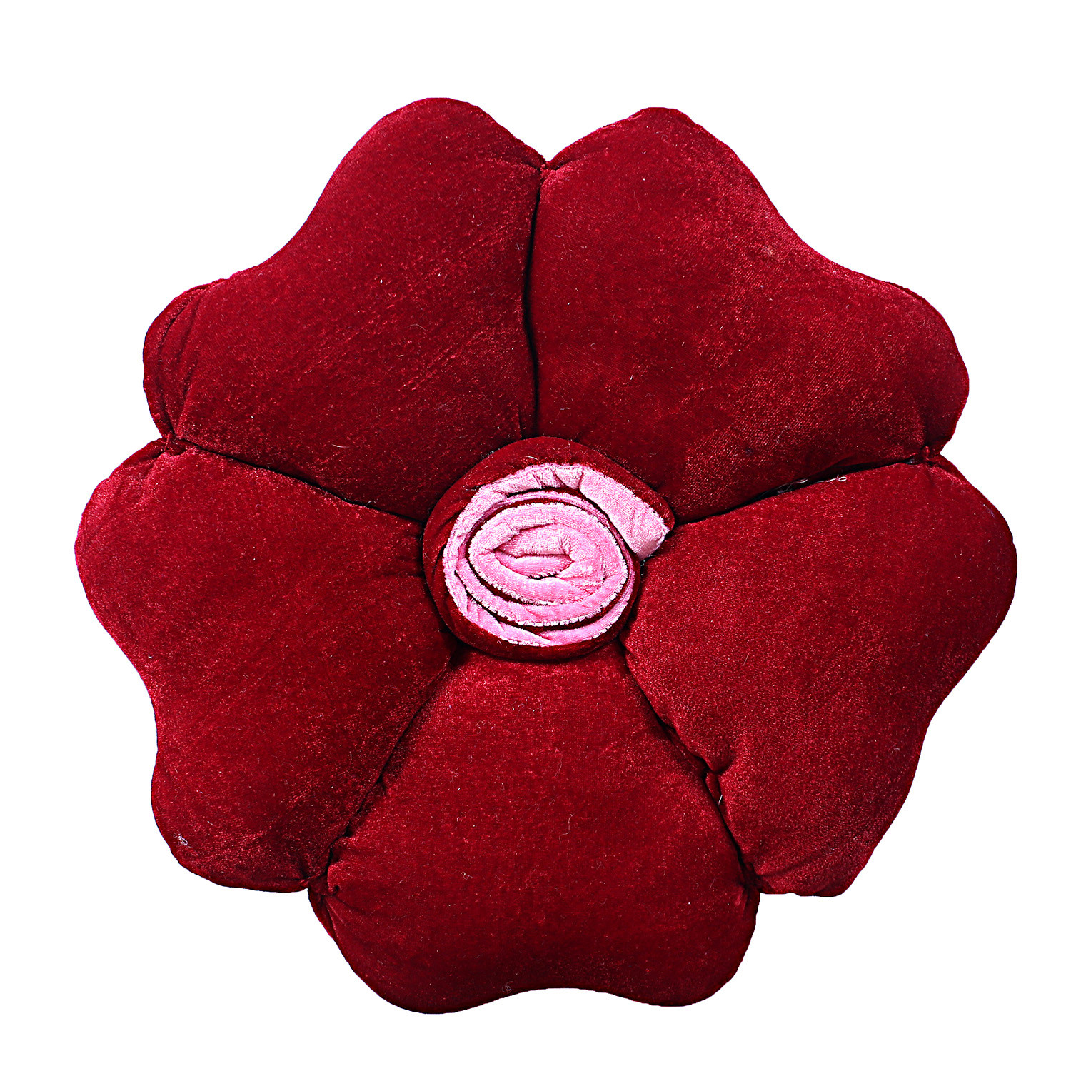 Kuber Industries Rose Flower Shaped Pair Cushion|Soft & Decorative Cushions for Living Room Bed,Sofa,Seating Area,16 Inch,(Red)