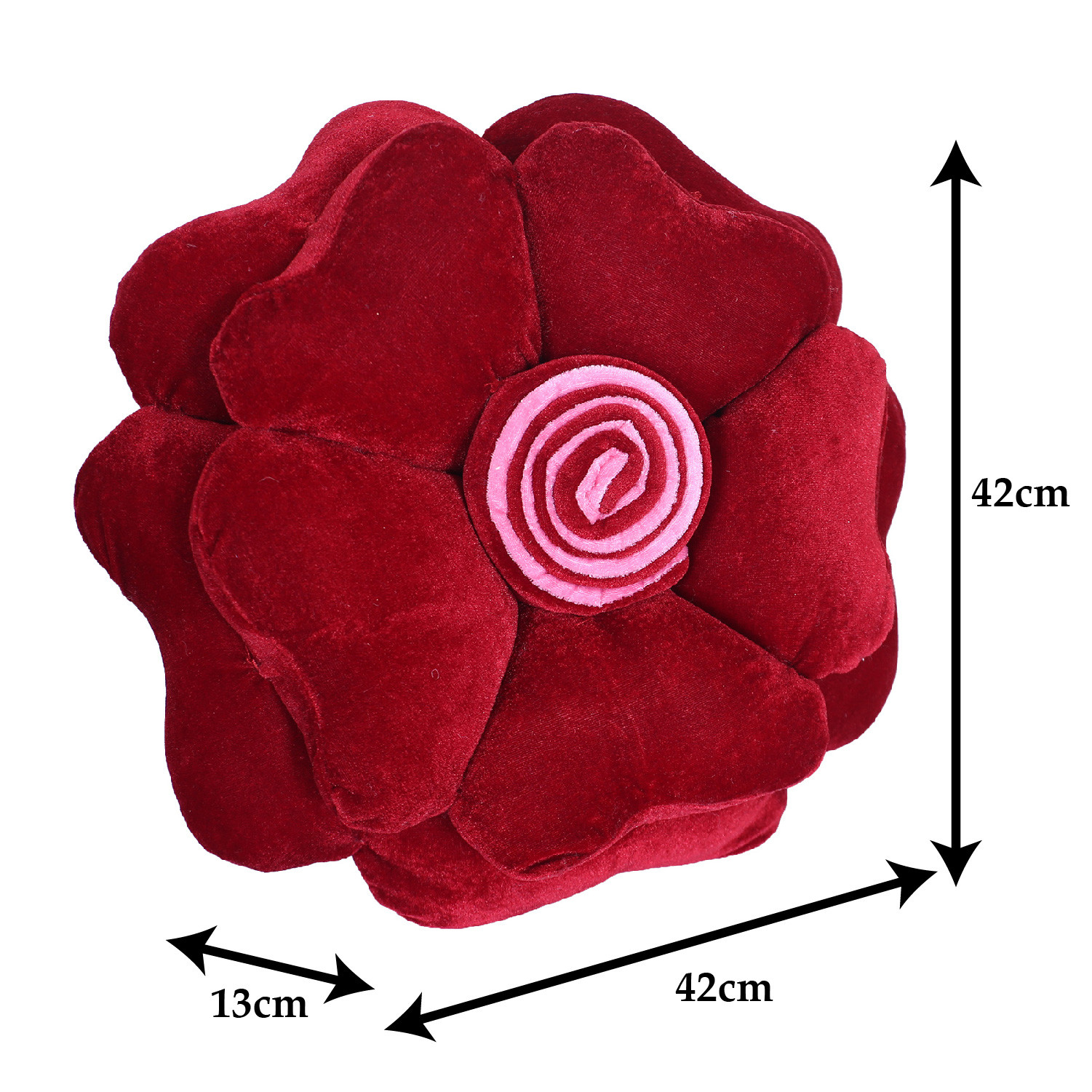 Kuber Industries Rose Flower Shaped Pair Cushion|Soft & Decorative Cushions for Living Room Bed,Sofa,Seating Area,16 Inch,(Red)