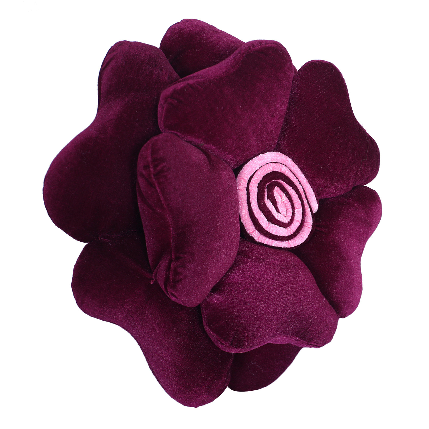 Kuber Industries Rose Flower Shaped Pair Cushion|Soft & Decorative Cushions for Living Room Bed,Sofa,Seating Area,16 Inch,(Purple)