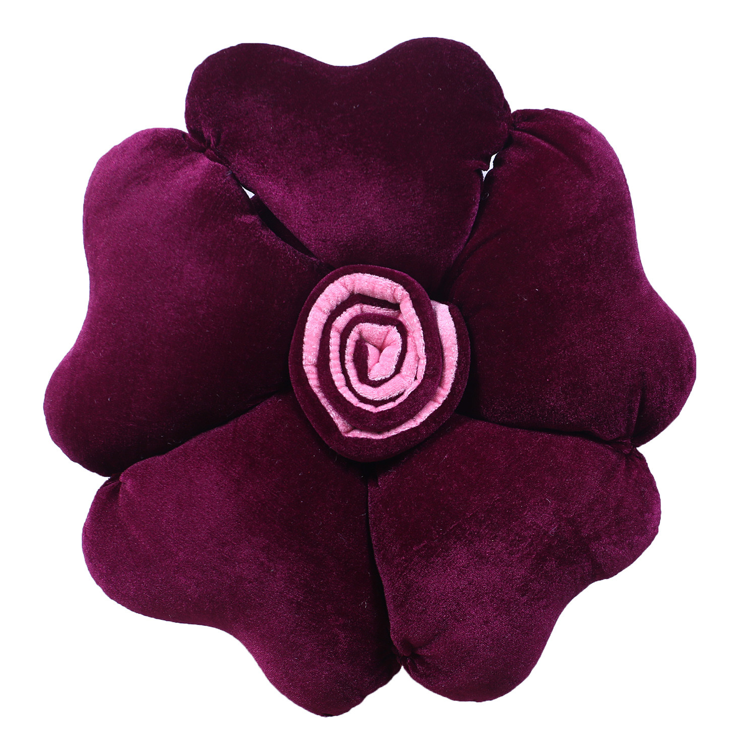 Kuber Industries Rose Flower Shaped Pair Cushion|Soft & Decorative Cushions for Living Room Bed,Sofa,Seating Area,16 Inch,(Purple)