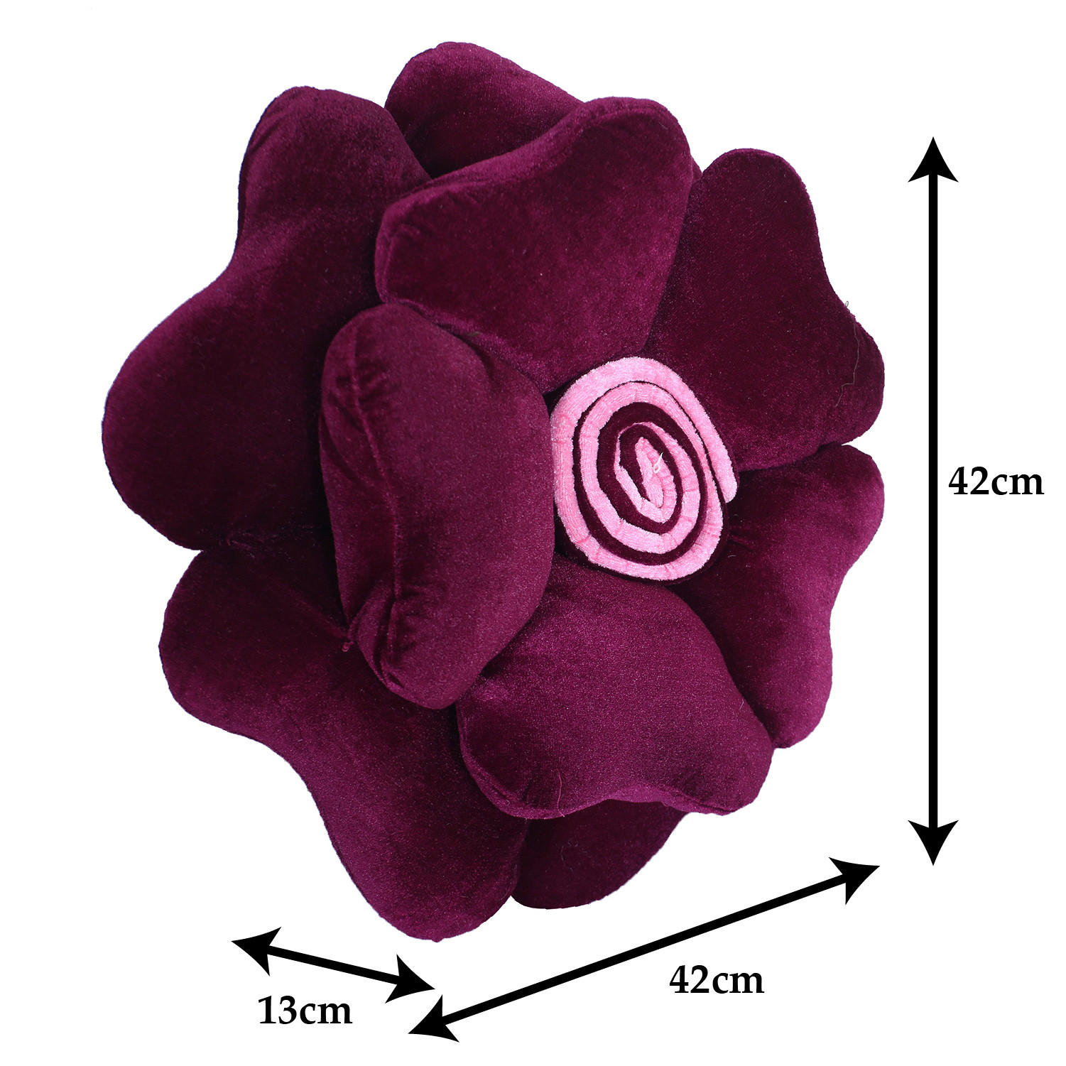 Kuber Industries Rose Flower Shaped Pair Cushion|Soft & Decorative Cushions for Living Room Bed,Sofa,Seating Area,16 Inch,(Purple)